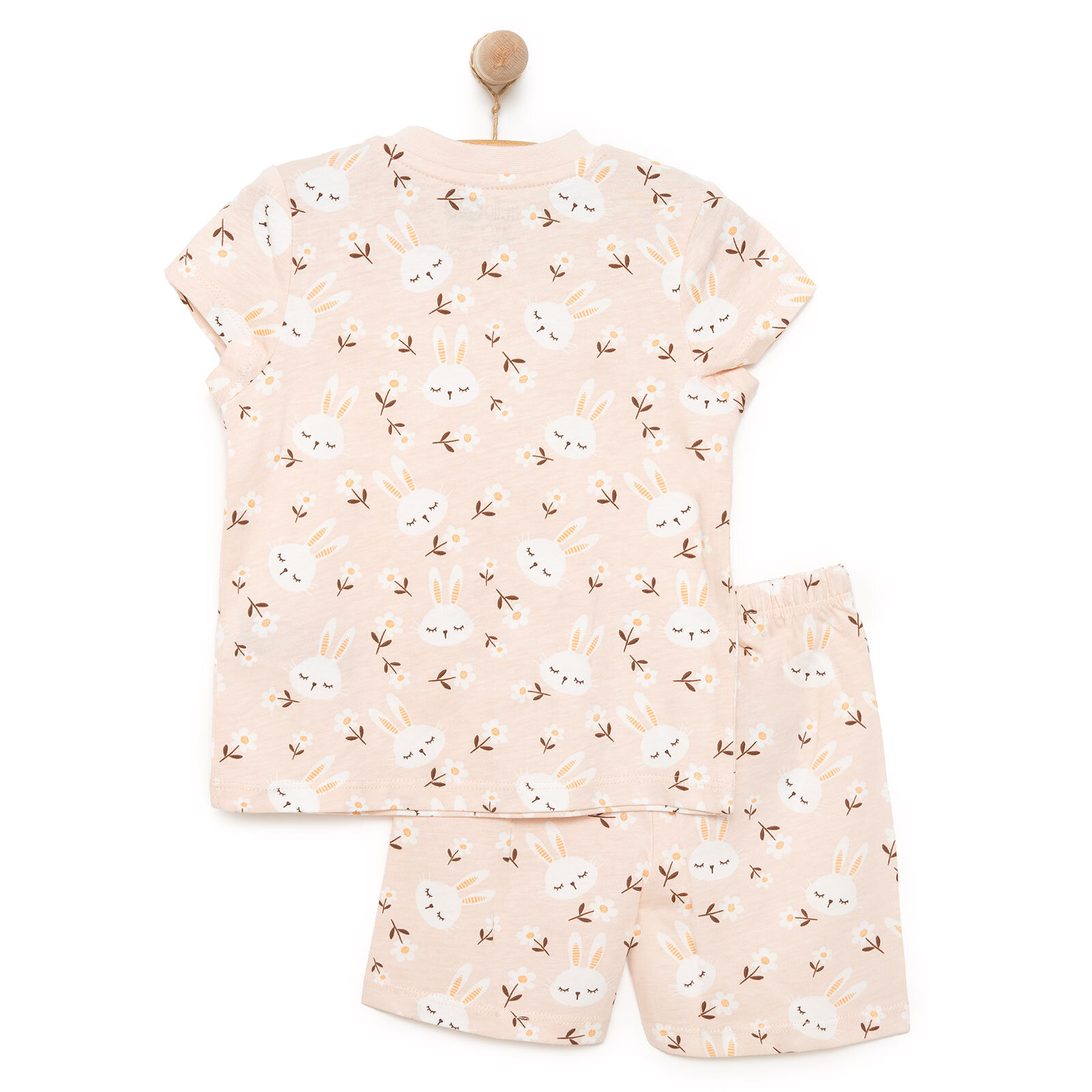 Kısa Kol Tavşan Desenli Bisiklet Yaka  Pijama Takımı Kız Bebek