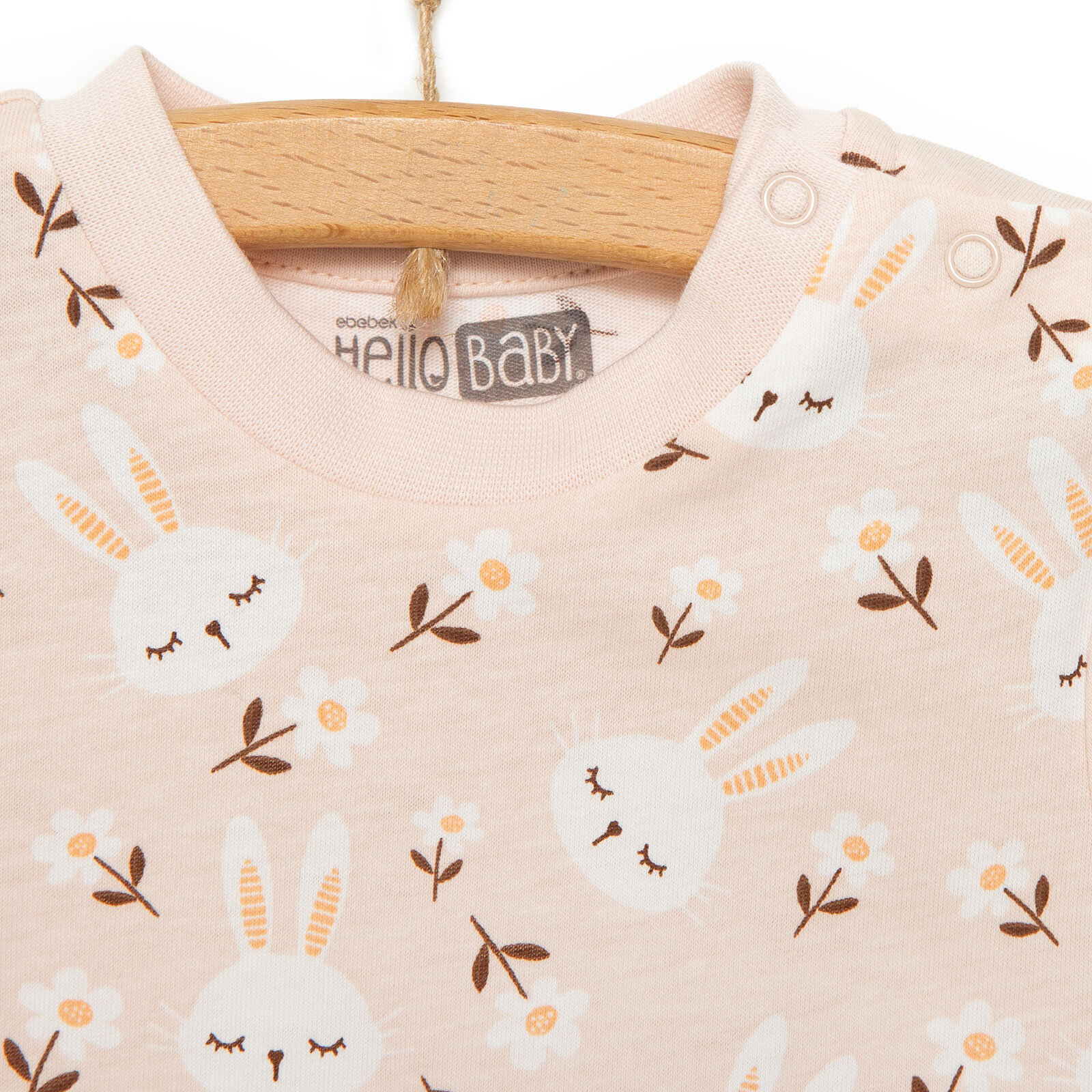 Kısa Kol Tavşan Desenli Bisiklet Yaka  Pijama Takımı Kız Bebek