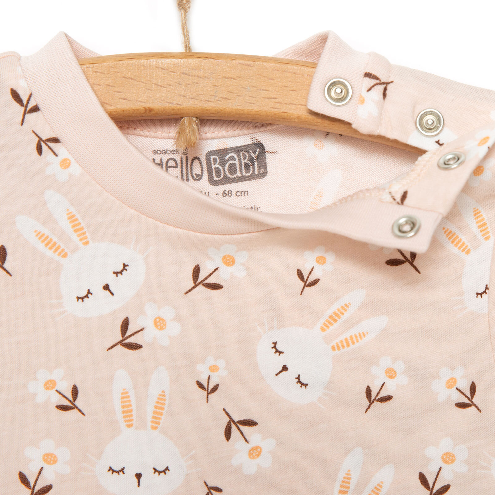 Kısa Kol Tavşan Desenli Bisiklet Yaka  Pijama Takımı Kız Bebek