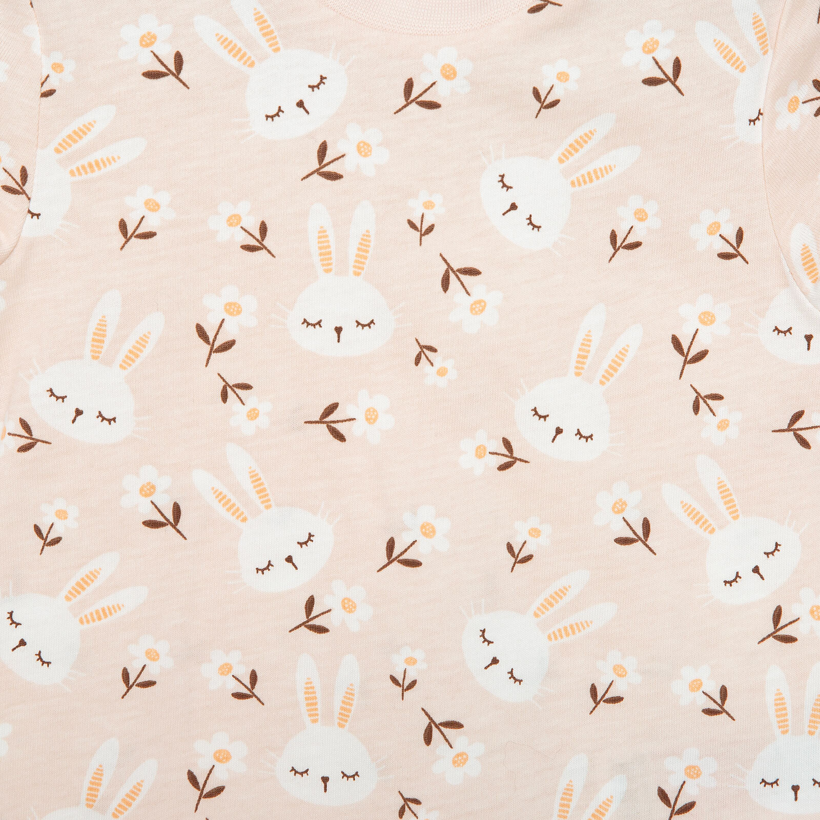 Kısa Kol Tavşan Desenli Bisiklet Yaka  Pijama Takımı Kız Bebek