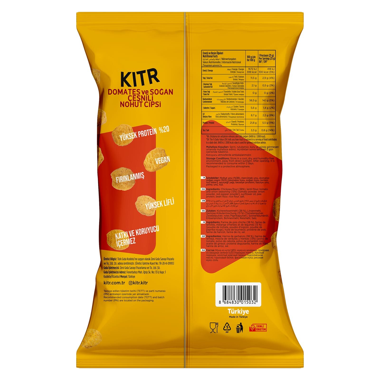 KITR Yüksek Protein Nohut Cipsi Domates & Soğan