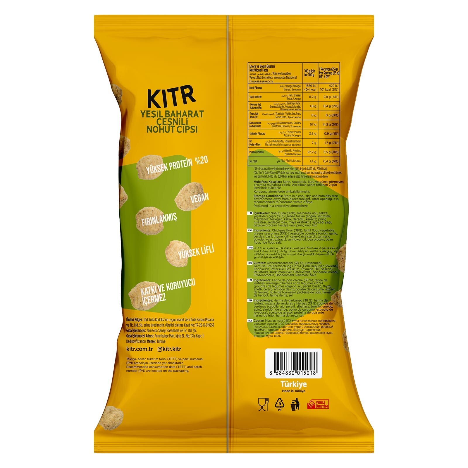 KITR Yüksek Protein Nohut Cipsi Yeşil Baharat