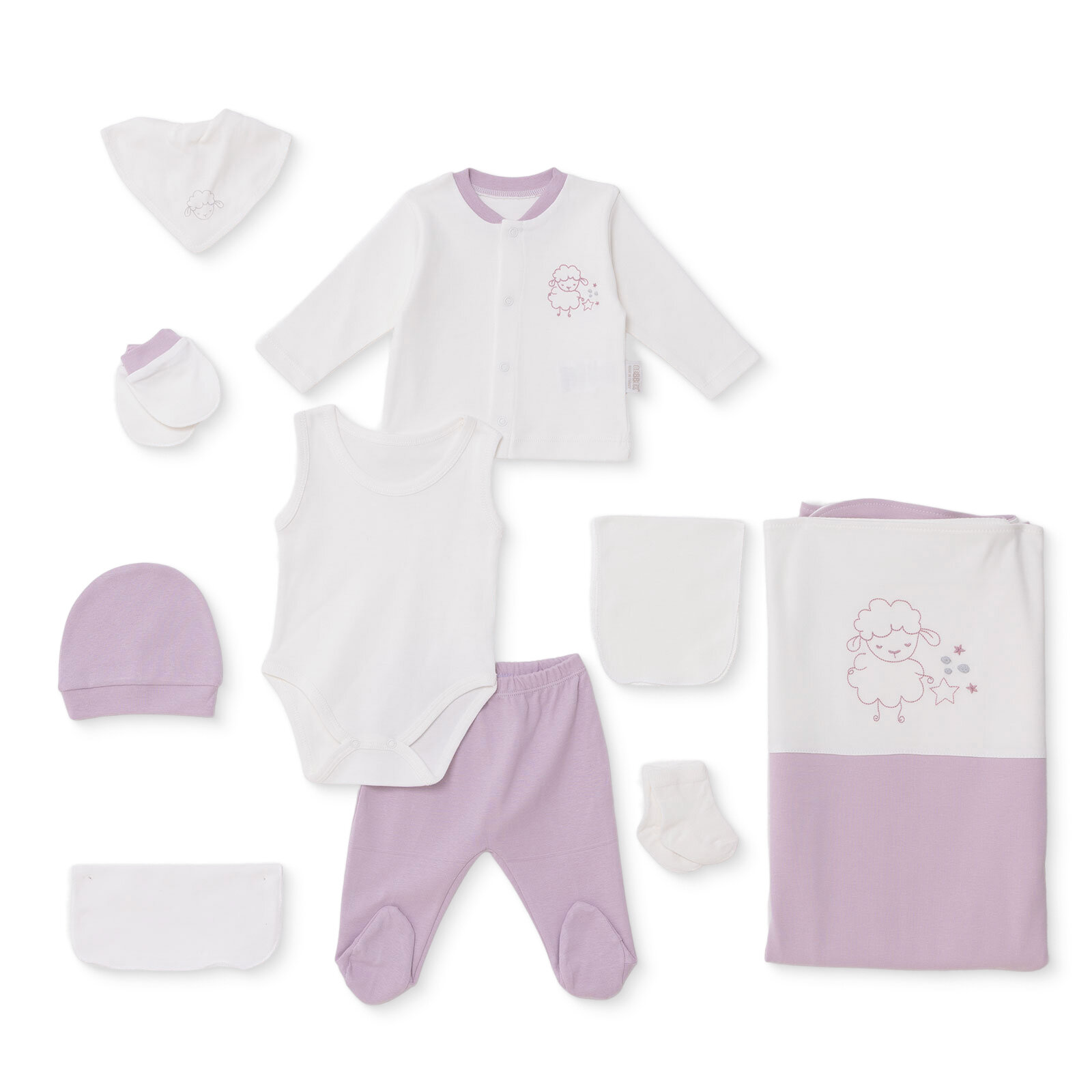 Kız Bebek 10'lu Hastane Çıkışı İnterlok V Yaka Uzun Kol Patikli Kız Bebek 10'lu Hastane Çıkışı İnterlok V Yaka Uzun Kol Patikli