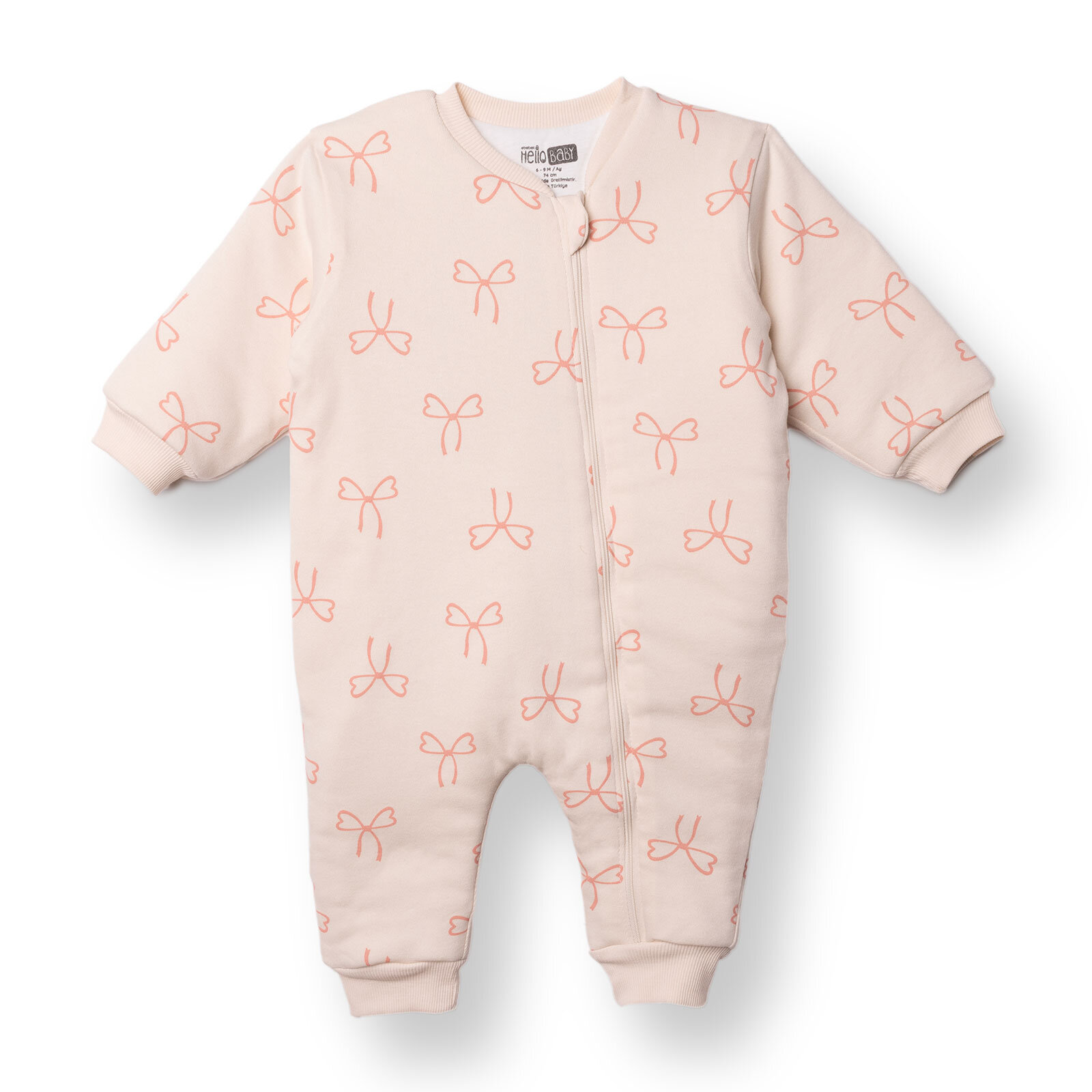 Kız Bebek 2.5 Tog Uyku Tulumu İnterlok Bisiklet Yaka Uzun Kol Ribanalı Paça