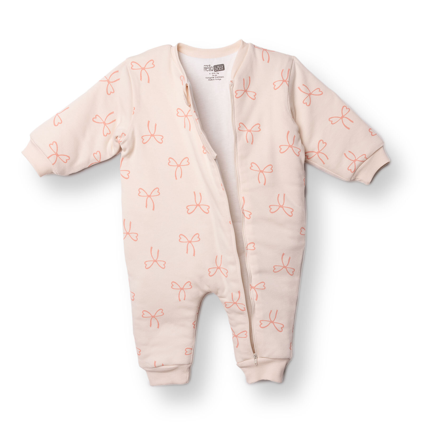 Kız Bebek 2.5 Tog Uyku Tulumu İnterlok Bisiklet Yaka Uzun Kol Ribanalı Paça