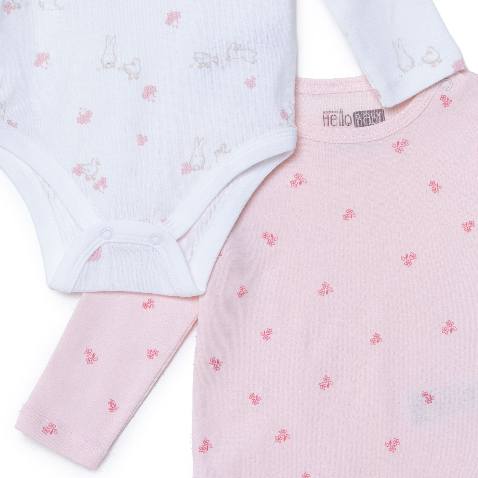 Kız Bebek 2li Uzun Kol Body Çıtçıtlı Yaka Ribana Paça