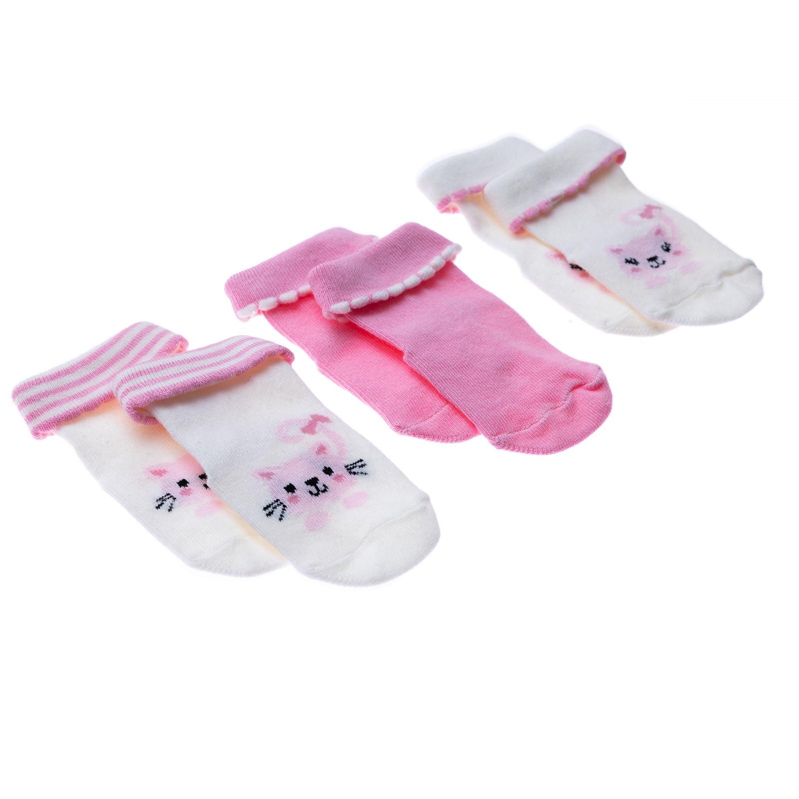 Kız Bebek 3lü Kıvrık Çorap