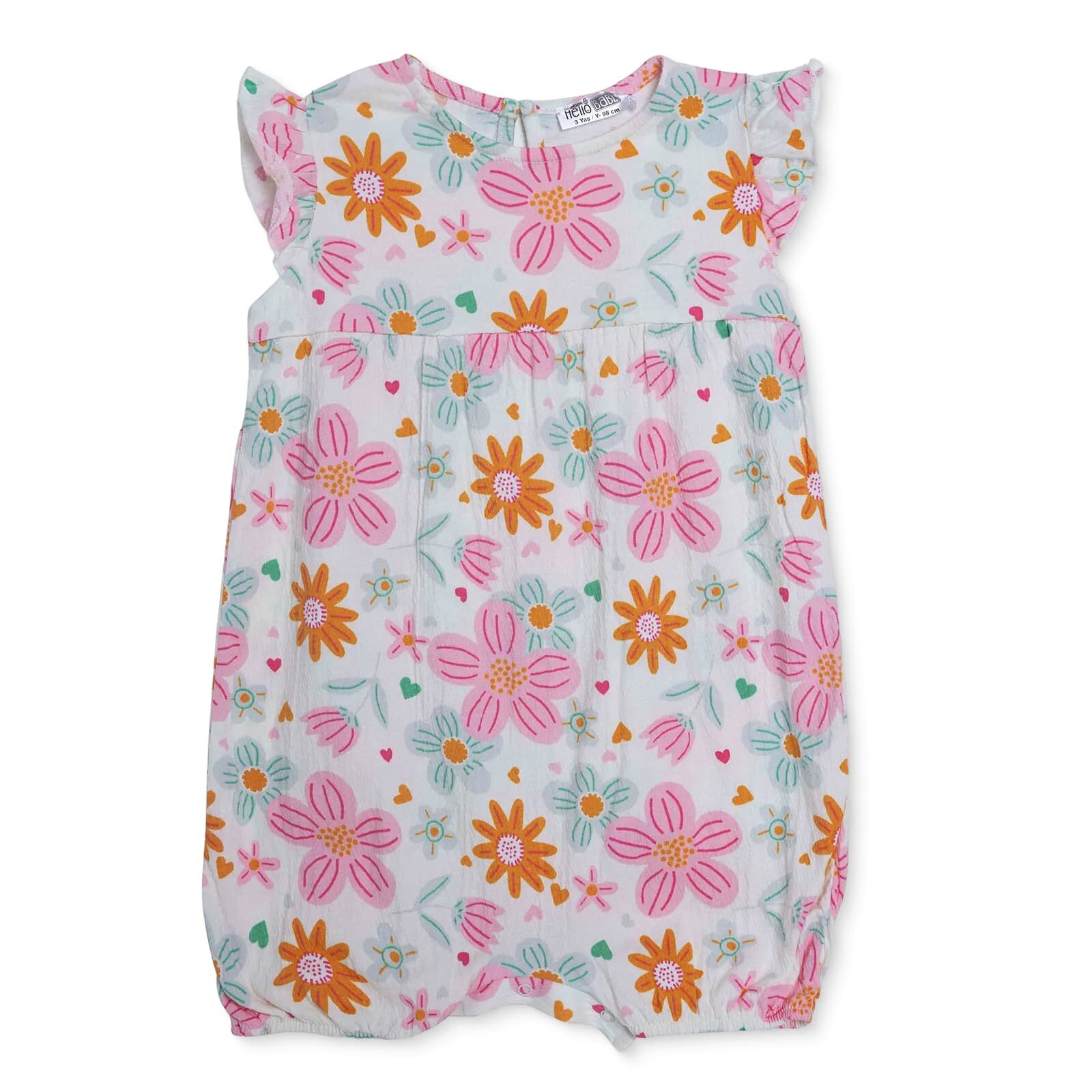 Kız Bebek Basic Kısa Tulum Bisiklet Yaka Atlet Kol Lastikli Paça