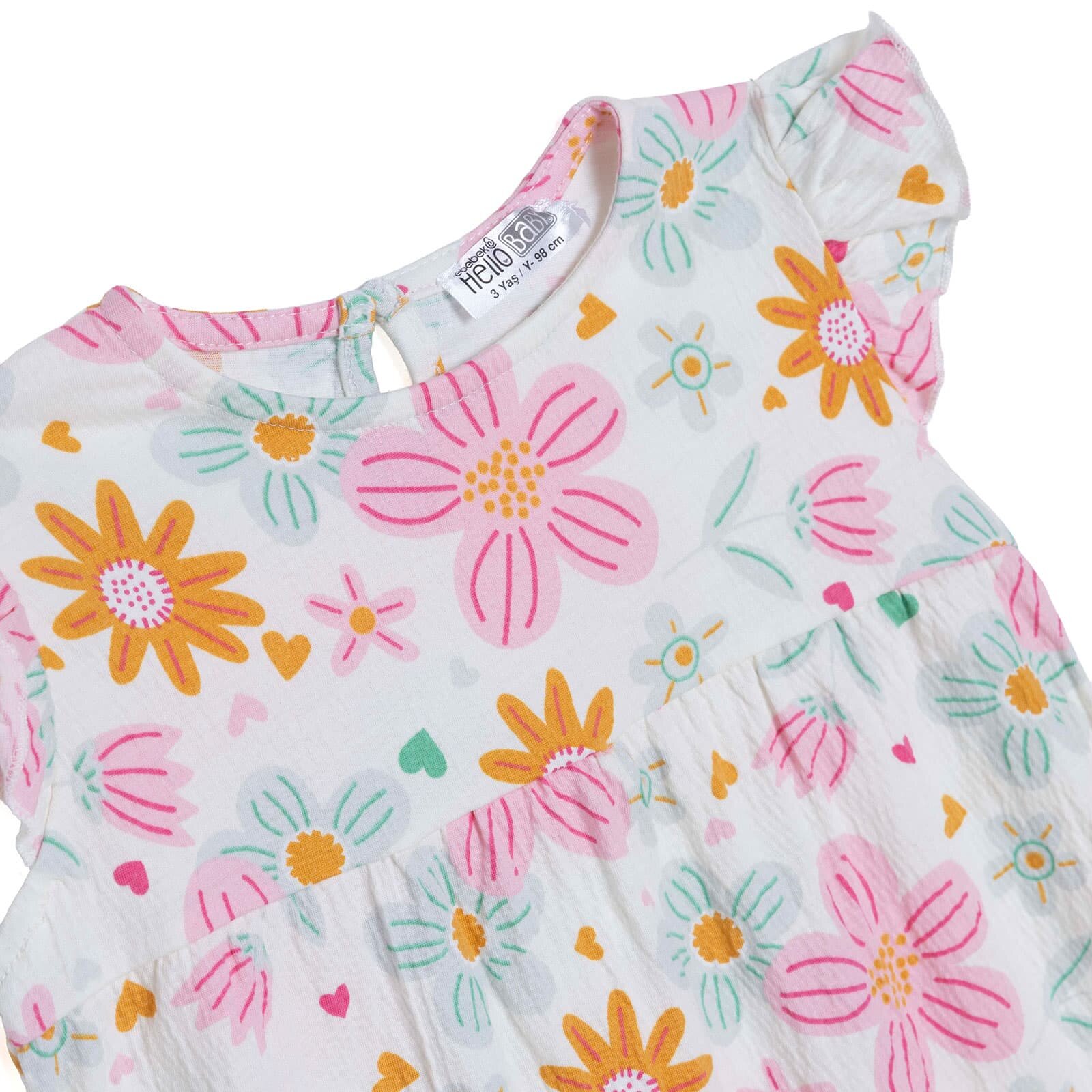 Kız Bebek Basic Kısa Tulum Bisiklet Yaka Atlet Kol Lastikli Paça