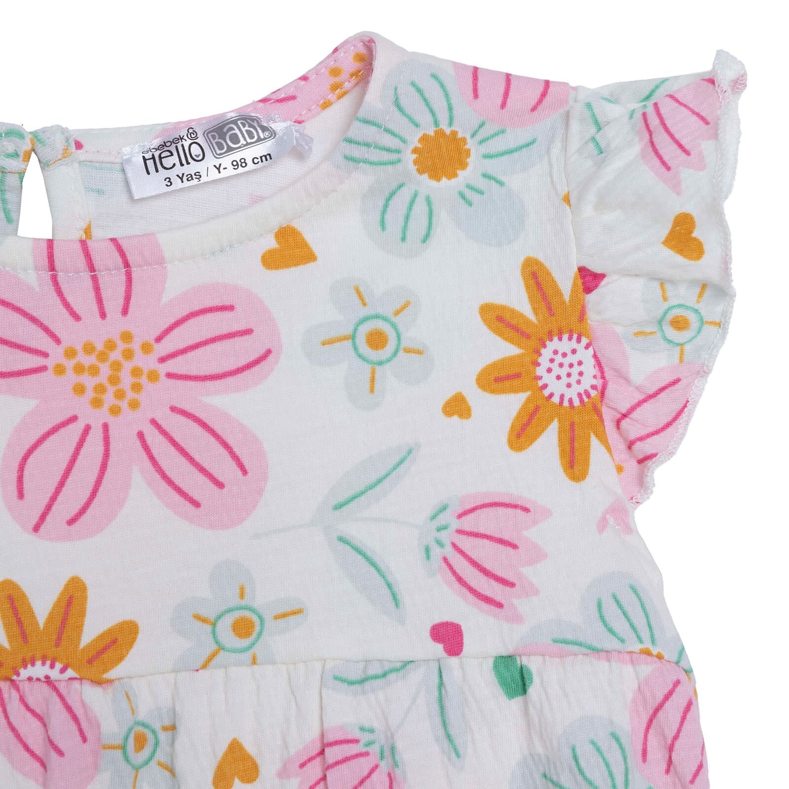 Kız Bebek Basic Kısa Tulum Bisiklet Yaka Atlet Kol Lastikli Paça