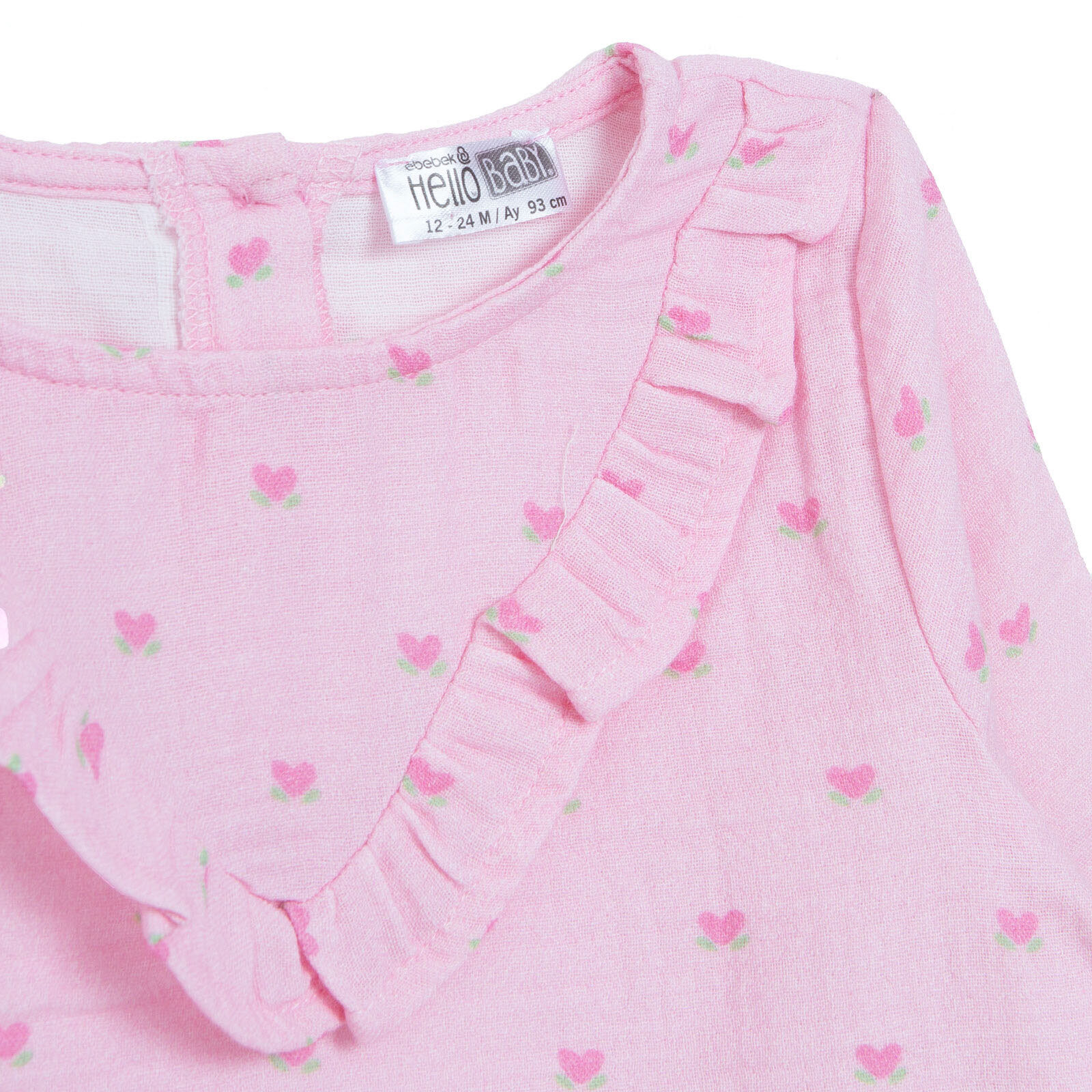 Kız Bebek Bluz Müslin Gömlek Yaka Uzun Kol