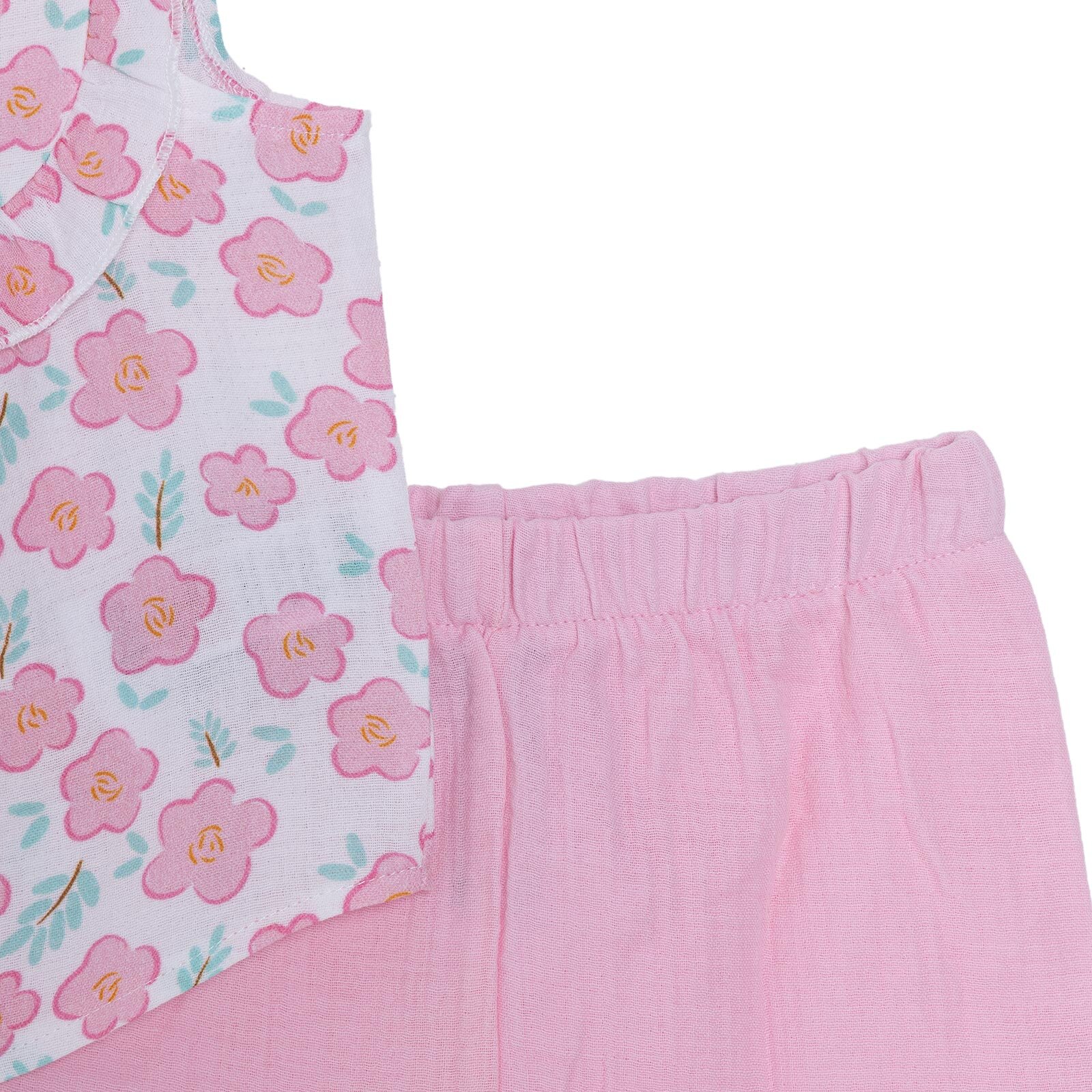 Kız Bebek Bluz-Şort Müslin Bisiklet Yaka Atlet Kol Reçme Paça Kız Bebek Bluz-Şort Müslin Bisiklet Yaka Atlet Kol Reçme Paça