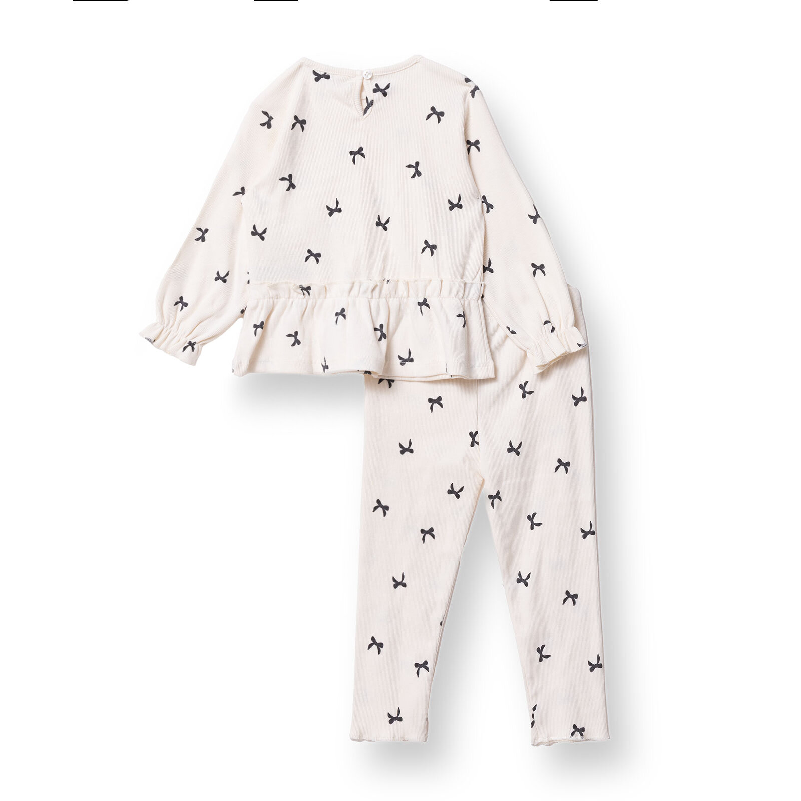 Kız Bebek Bluz - Tayt Düğmeli Uzun Kol Reçme