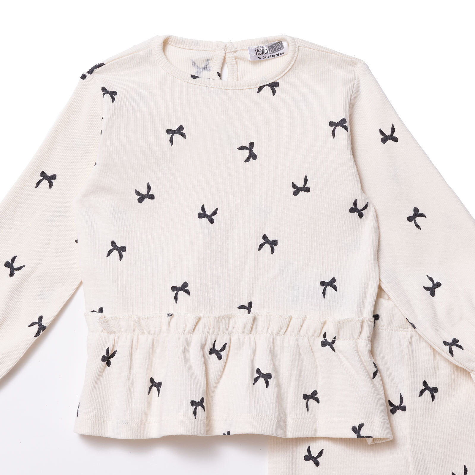 Kız Bebek Bluz - Tayt Düğmeli Uzun Kol Reçme