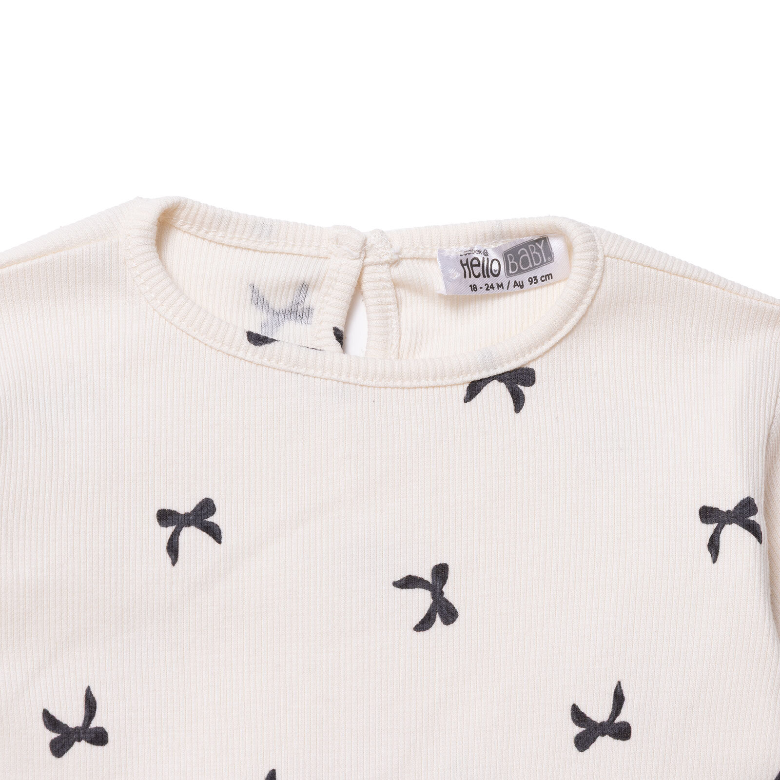 Kız Bebek Bluz - Tayt Düğmeli Uzun Kol Reçme