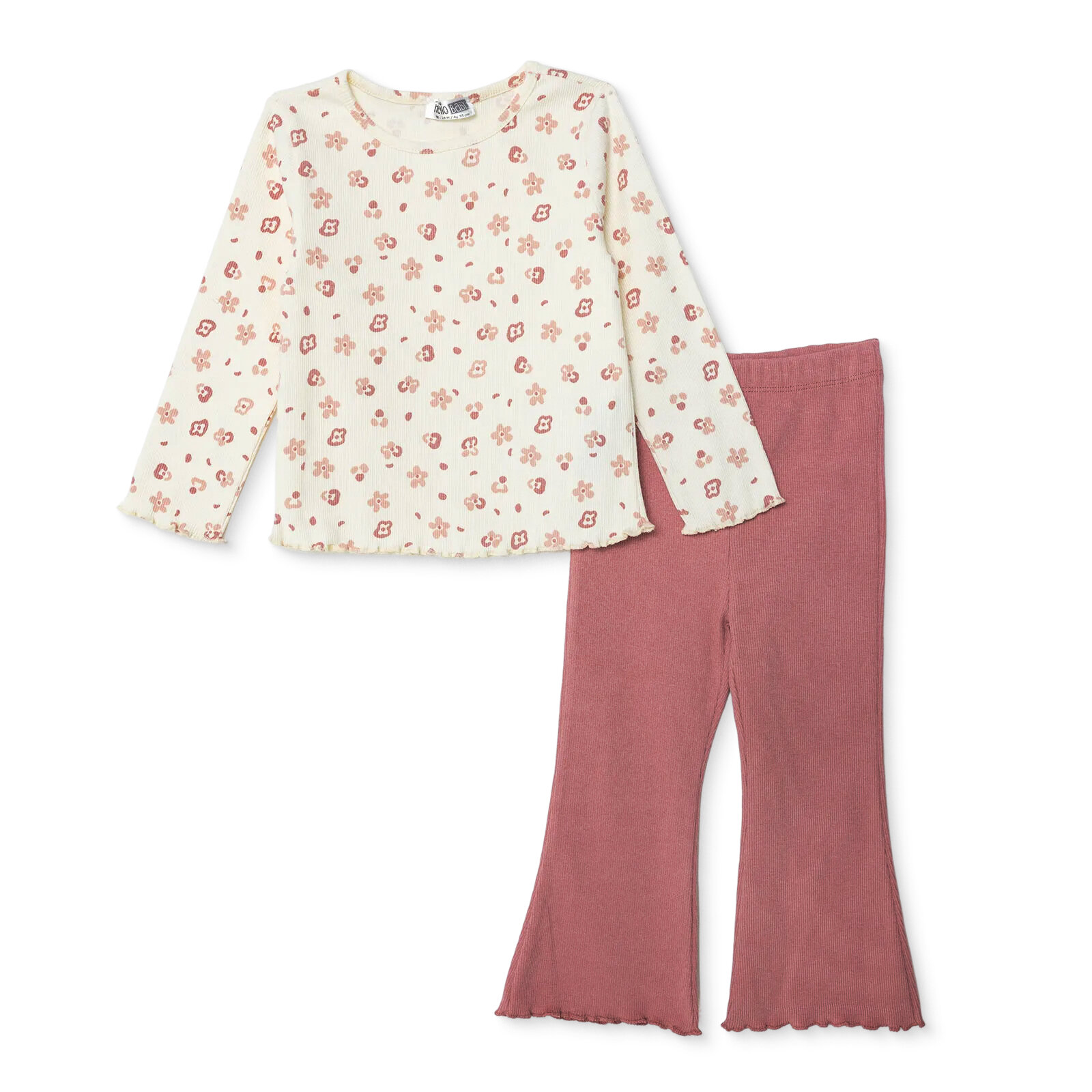 Kız Bebek Bluz-Tayt Kaşkorse Bisiklet Yaka Uzun Kol Reçme Paça