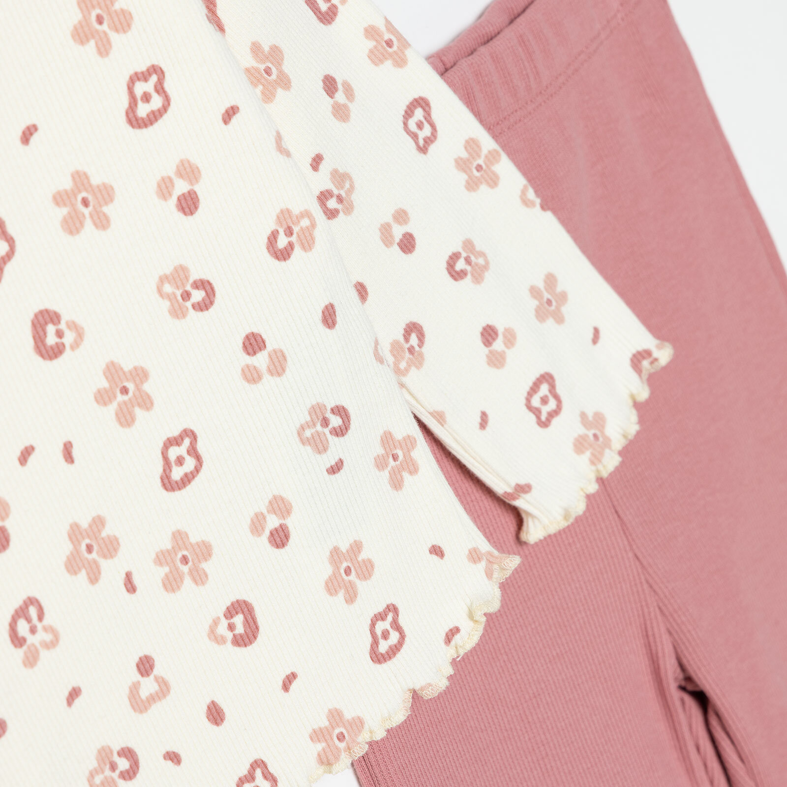 Kız Bebek Bluz-Tayt Kaşkorse Bisiklet Yaka Uzun Kol Reçme Paça