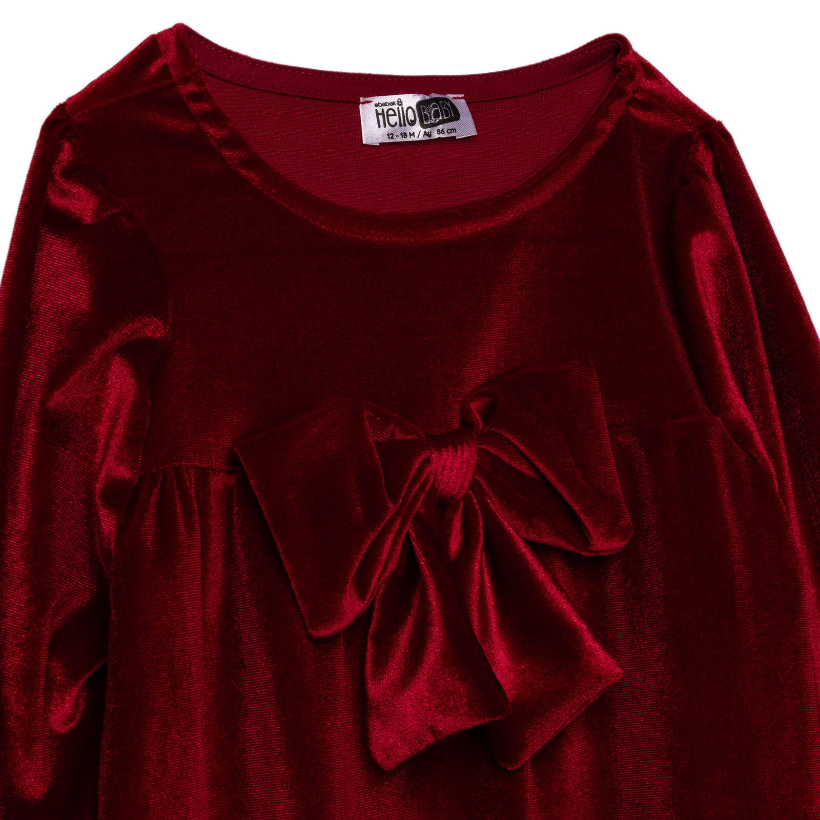 Kız Bebek Chic Elbise Kadife Bisiklet Yaka Kısa Kol