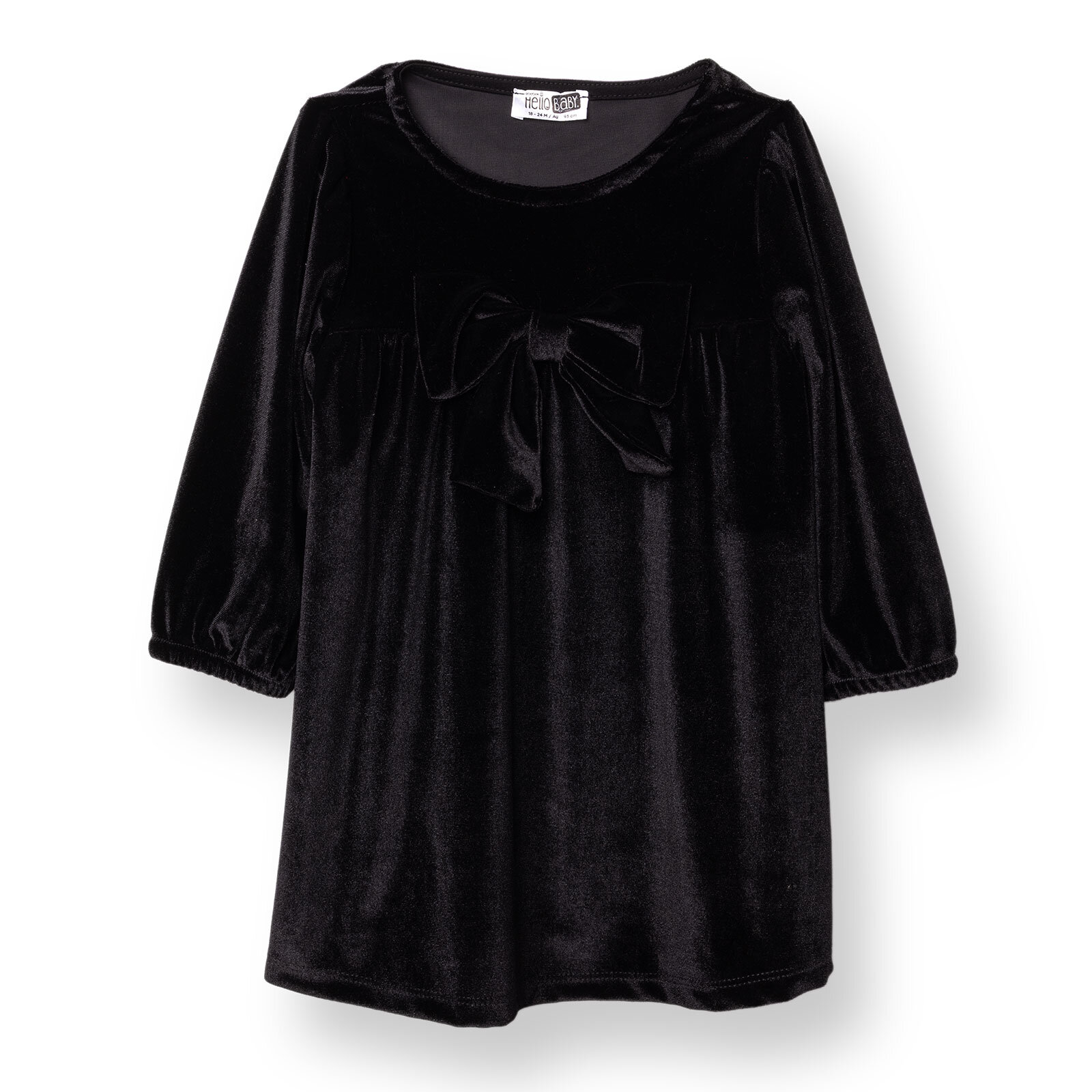 Kız Bebek Chic Elbise Kadife Bisiklet Yaka Kısa Kol Kız Bebek Chic Elbise Kadife Bisiklet Yaka Kısa Kol