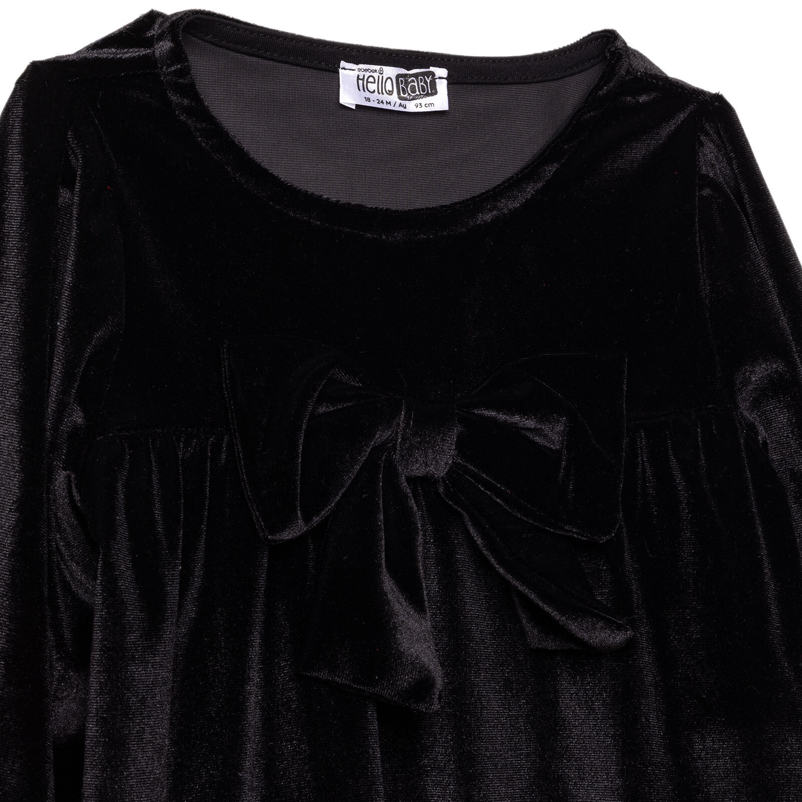 Kız Bebek Chic Elbise Kadife Bisiklet Yaka Kısa Kol Kız Bebek Chic Elbise Kadife Bisiklet Yaka Kısa Kol