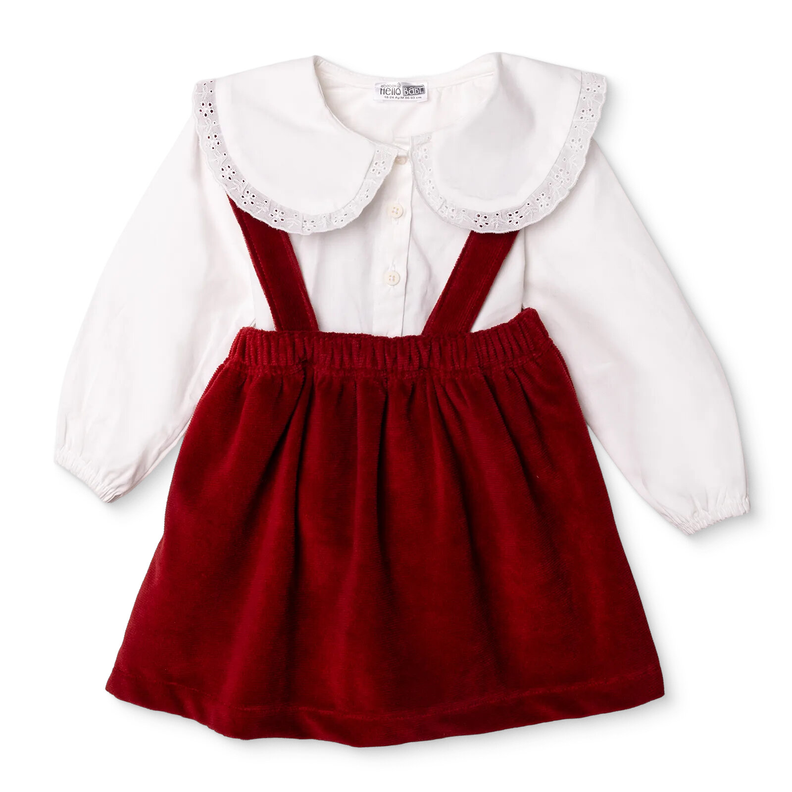 Kız Bebek Chic Kadife Bluz-Etek Bebe Yaka Uzun Kol Kız Bebek Chic Kadife Bluz-Etek Bebe Yaka Uzun Kol