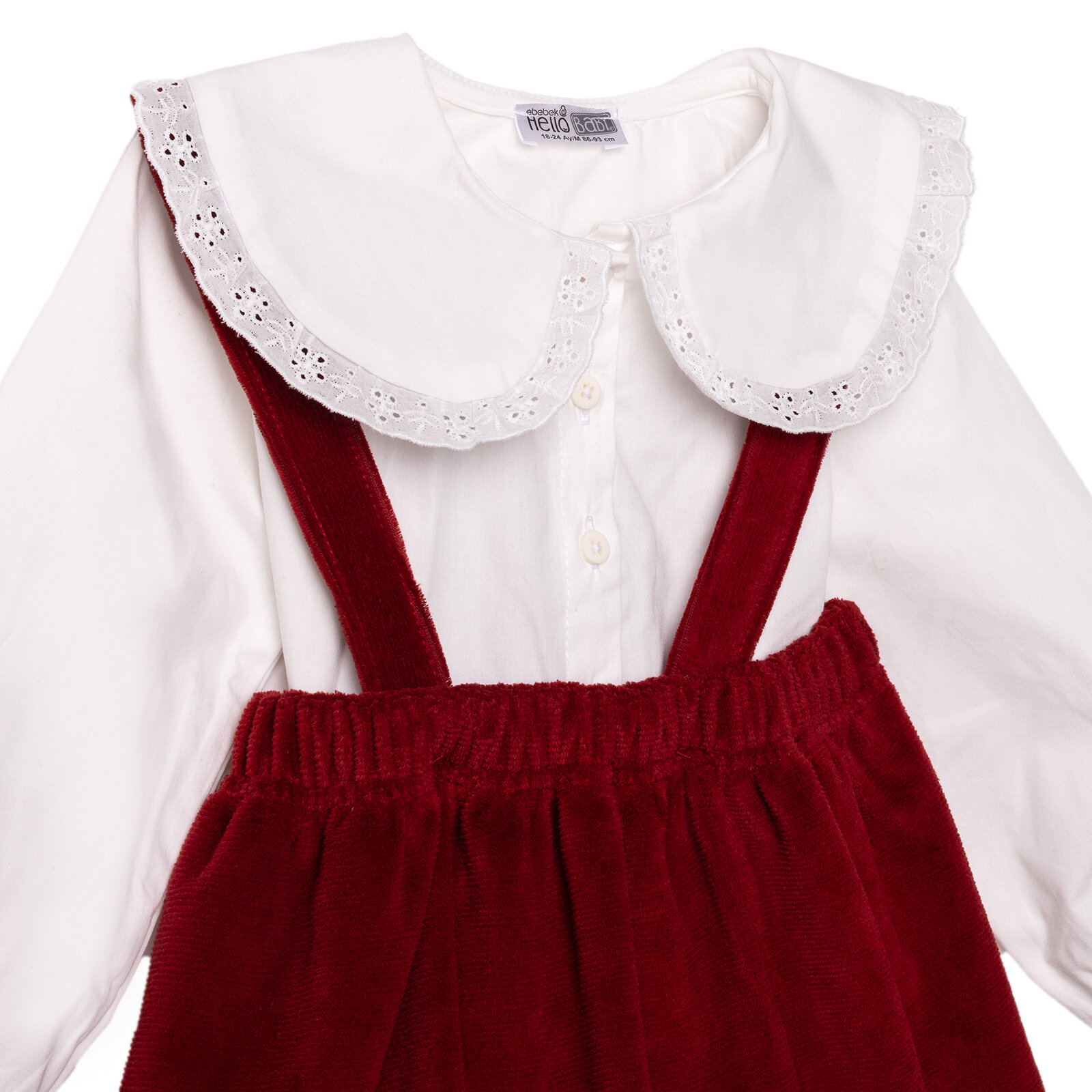 Kız Bebek Chic Kadife Bluz-Etek Bebe Yaka Uzun Kol Kız Bebek Chic Kadife Bluz-Etek Bebe Yaka Uzun Kol