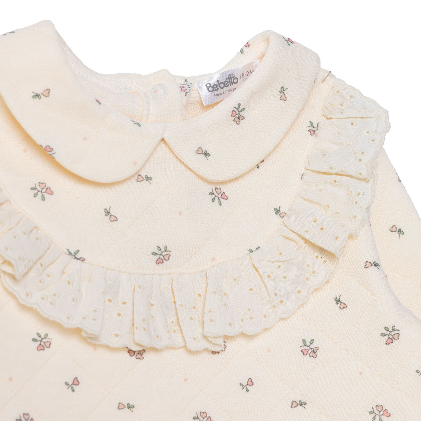 Kız Bebek Cutie Bluz-Pantolon Kapitone Örme Bebe Yaka Uzun Kol Lastikli Paça