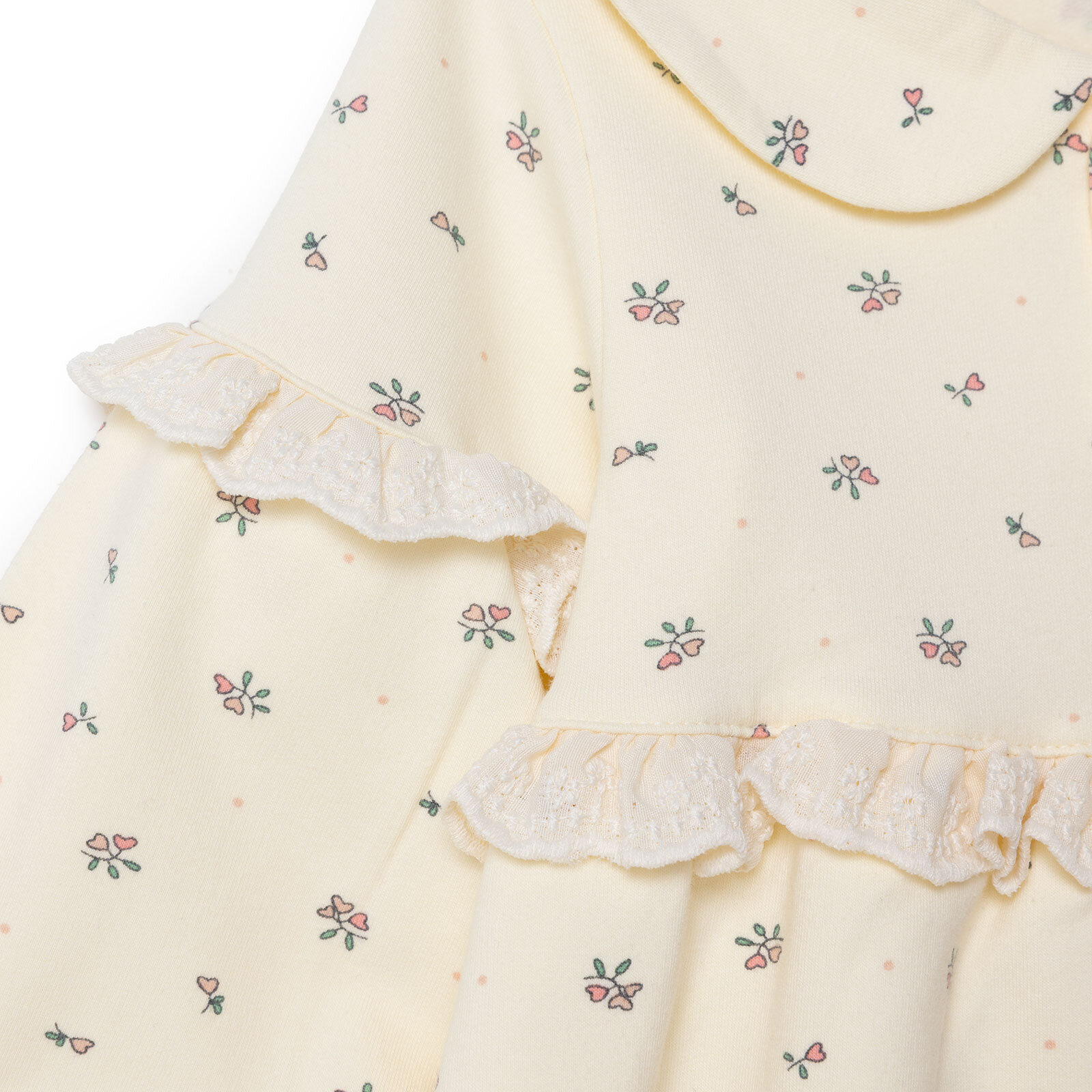 Kız Bebek Cutie Elbise İki İplik Bebe Yaka Uzun Kol