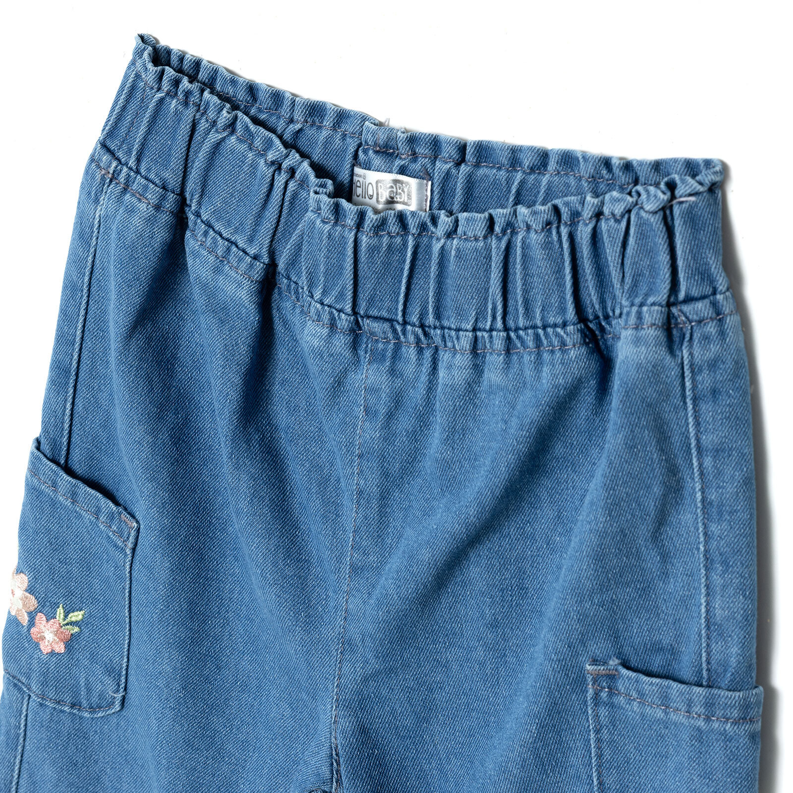 Kız Bebek Denim Pantolon Lastikli Paça