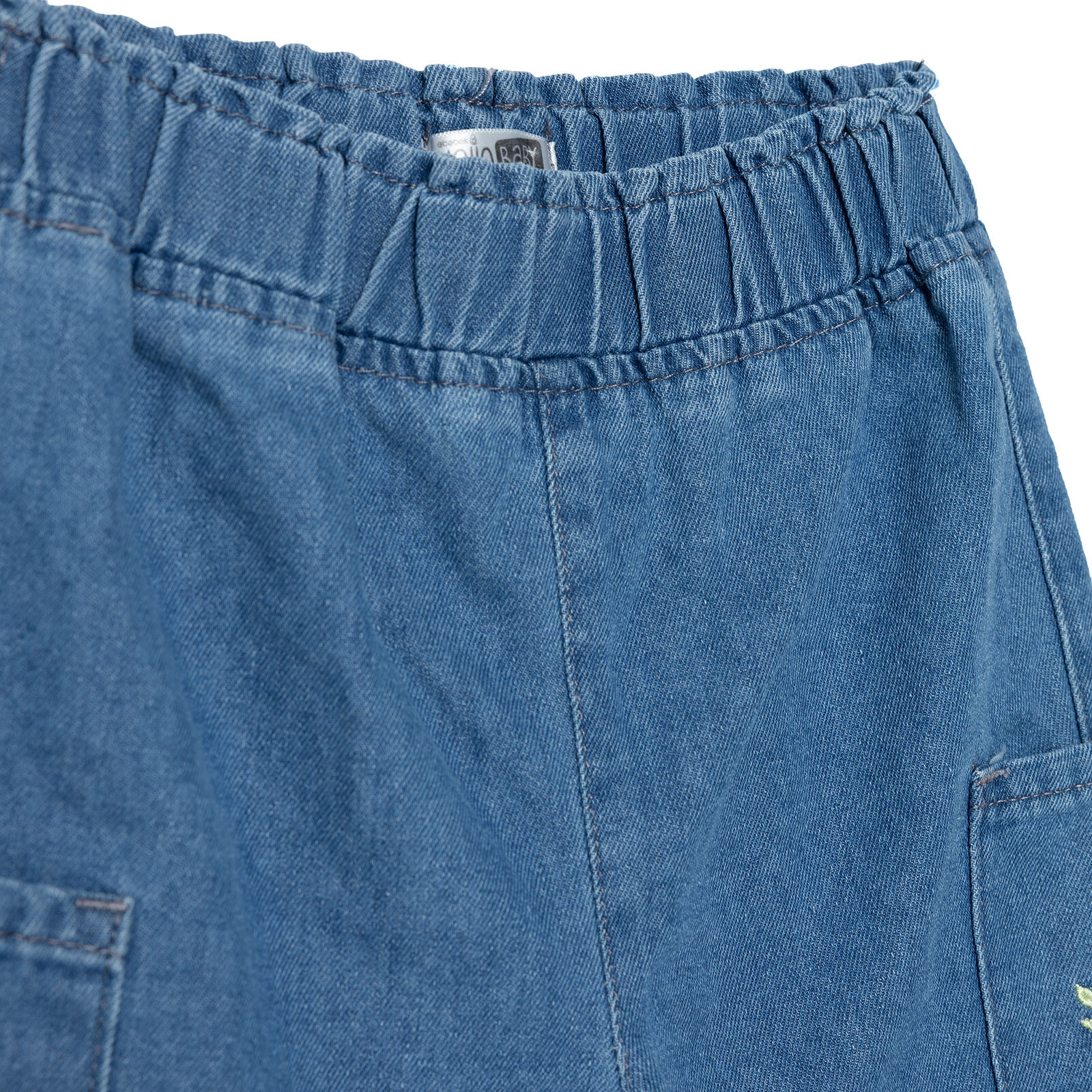 Kız Bebek Denim Pantolon Lastikli Paça