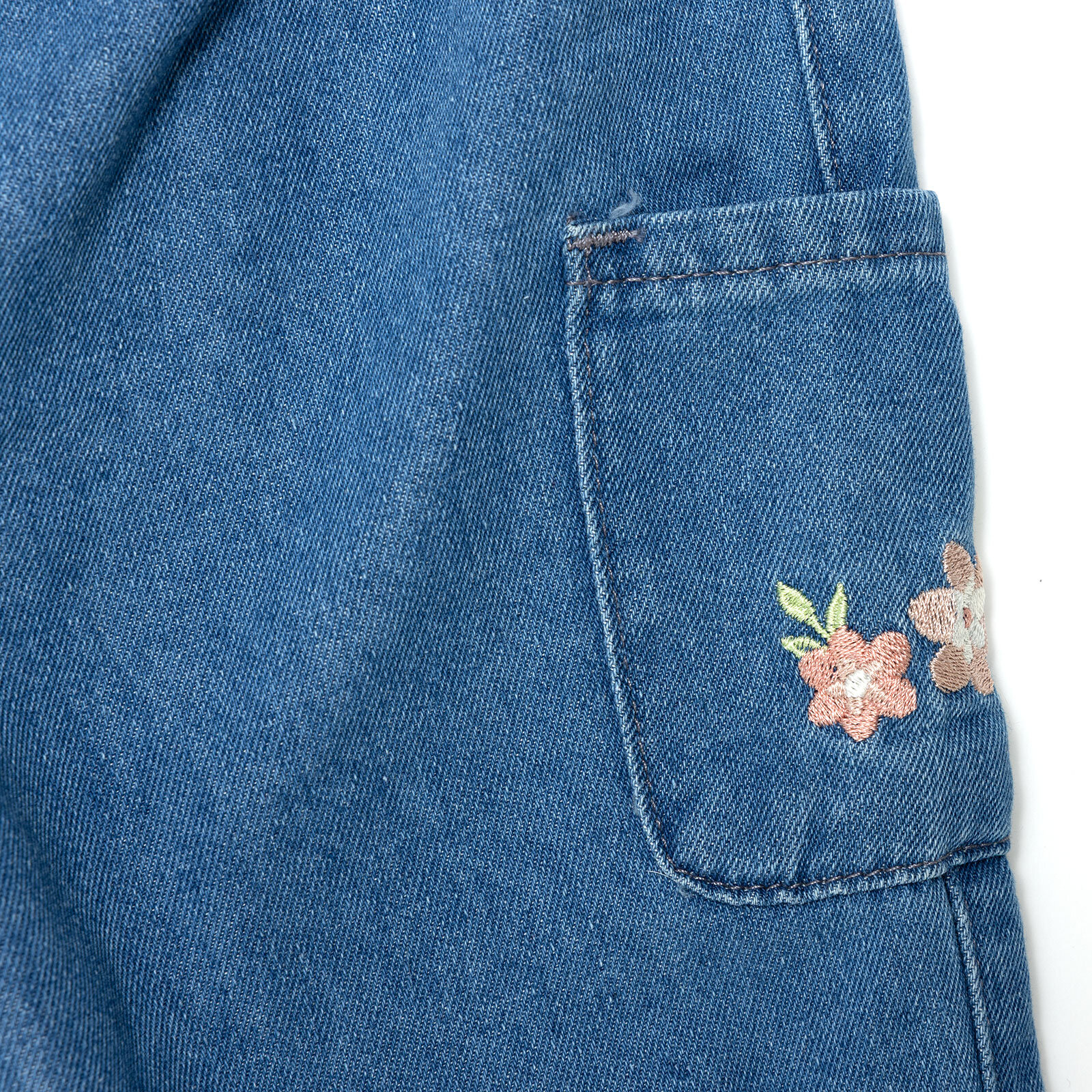 Kız Bebek Denim Pantolon Lastikli Paça