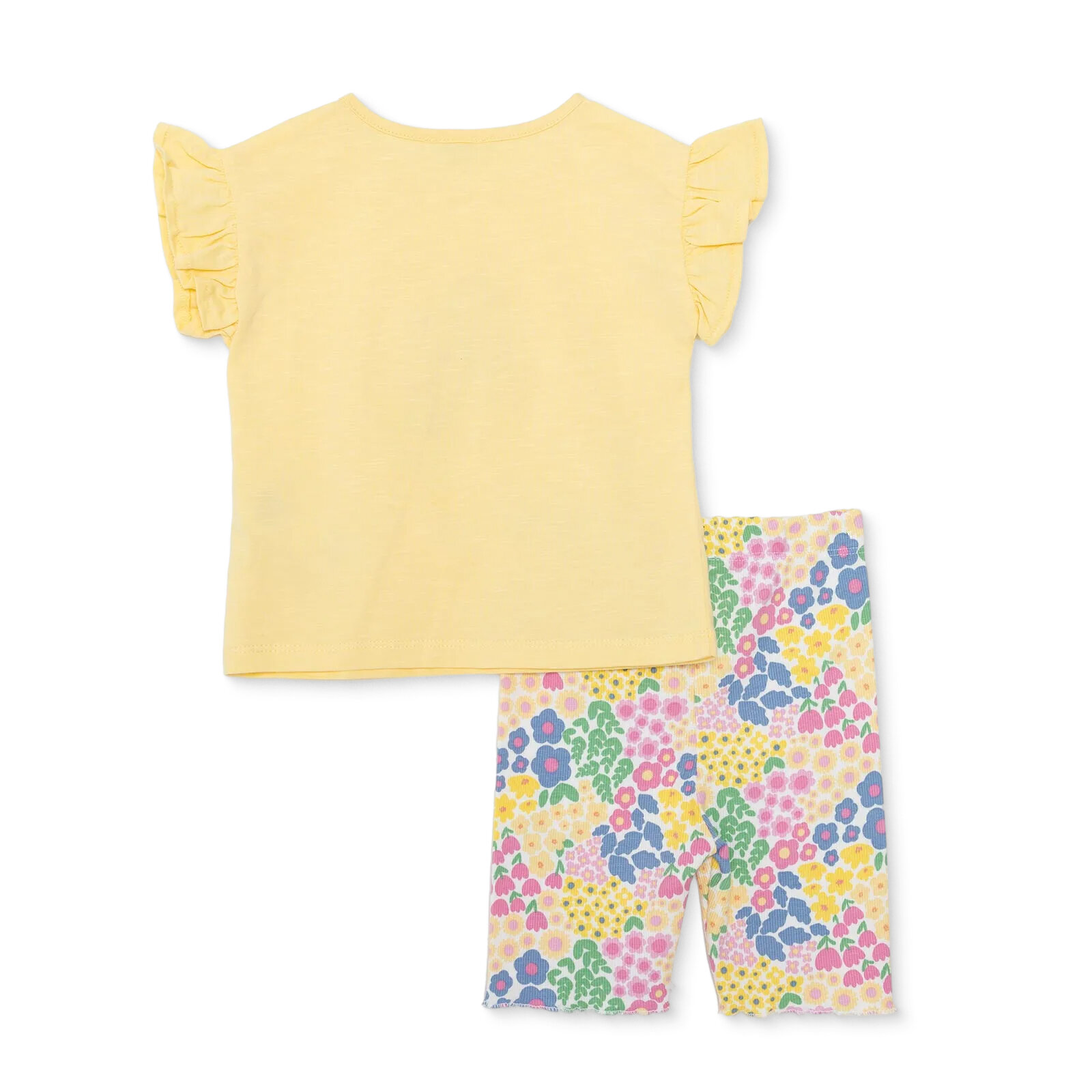 Kız Bebek Ditsy Flower Bluz - Tayt Bisiklet Yaka Kısa Kol Reçme Paça