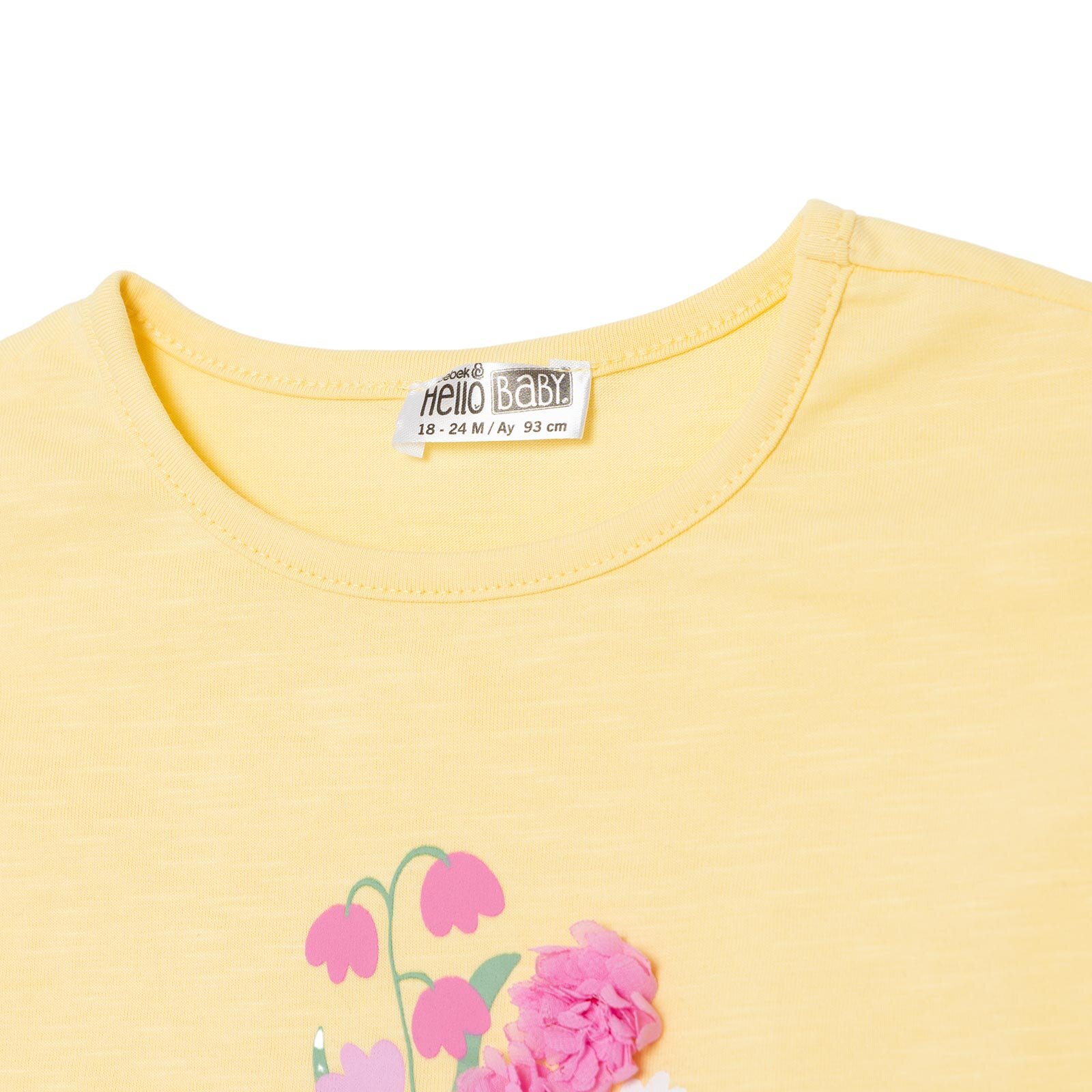 Kız Bebek Ditsy Flower Bluz - Tayt Bisiklet Yaka Kısa Kol Reçme Paça