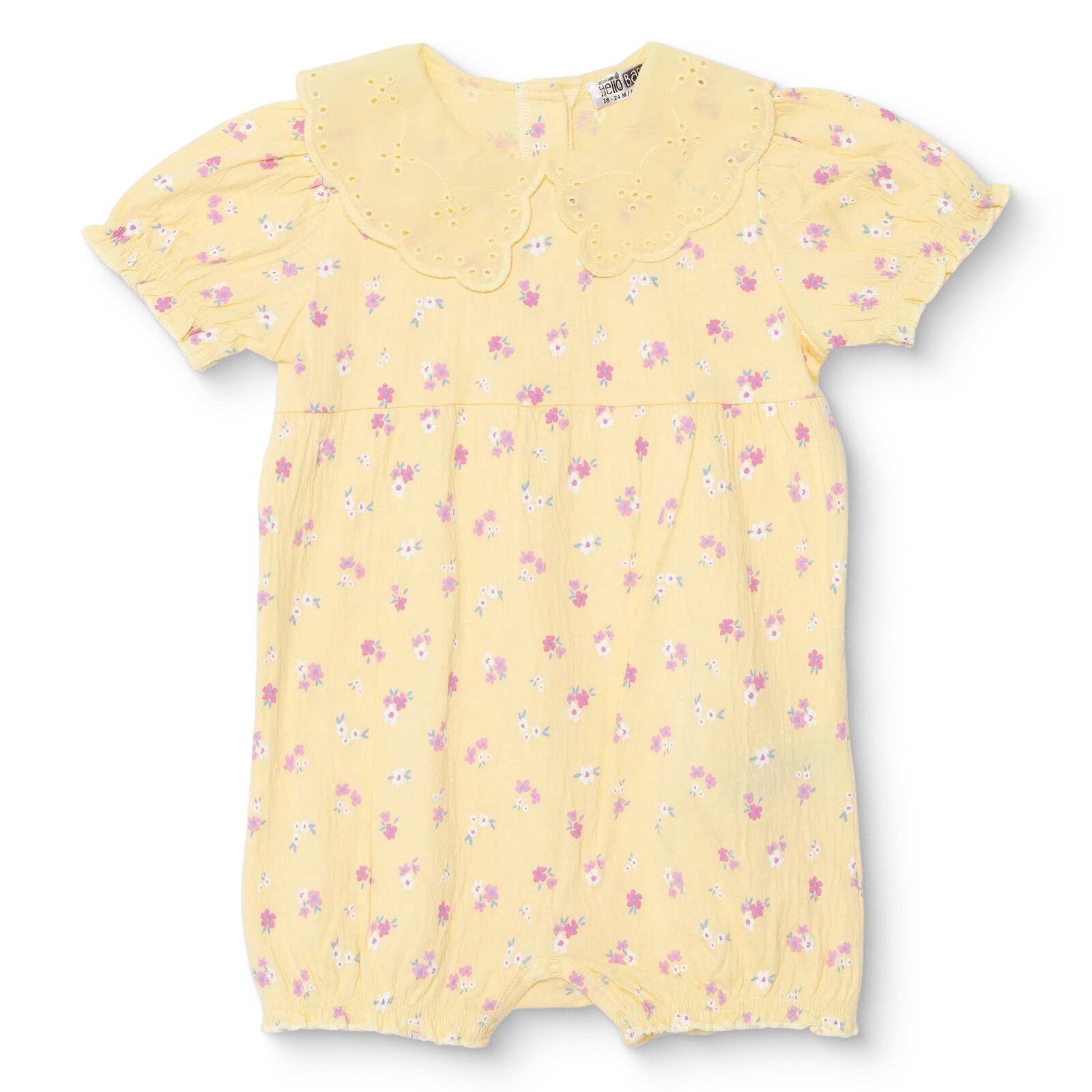 Kız Bebek Ditsy Flower Kısa Tulum Süprem Bebe Yaka Kısa Kol