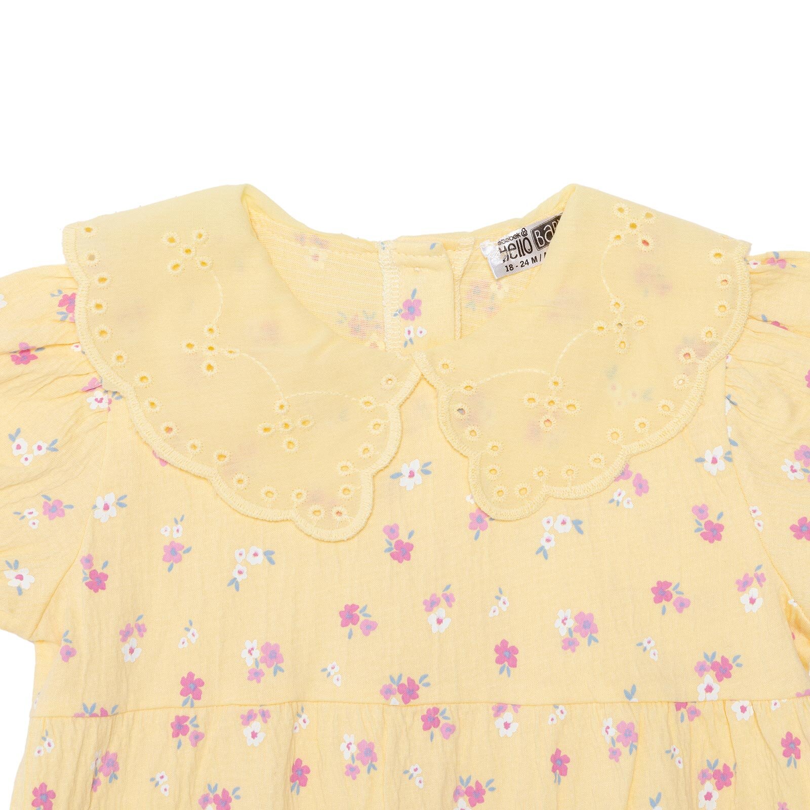 Kız Bebek Ditsy Flower Kısa Tulum Süprem Bebe Yaka Kısa Kol