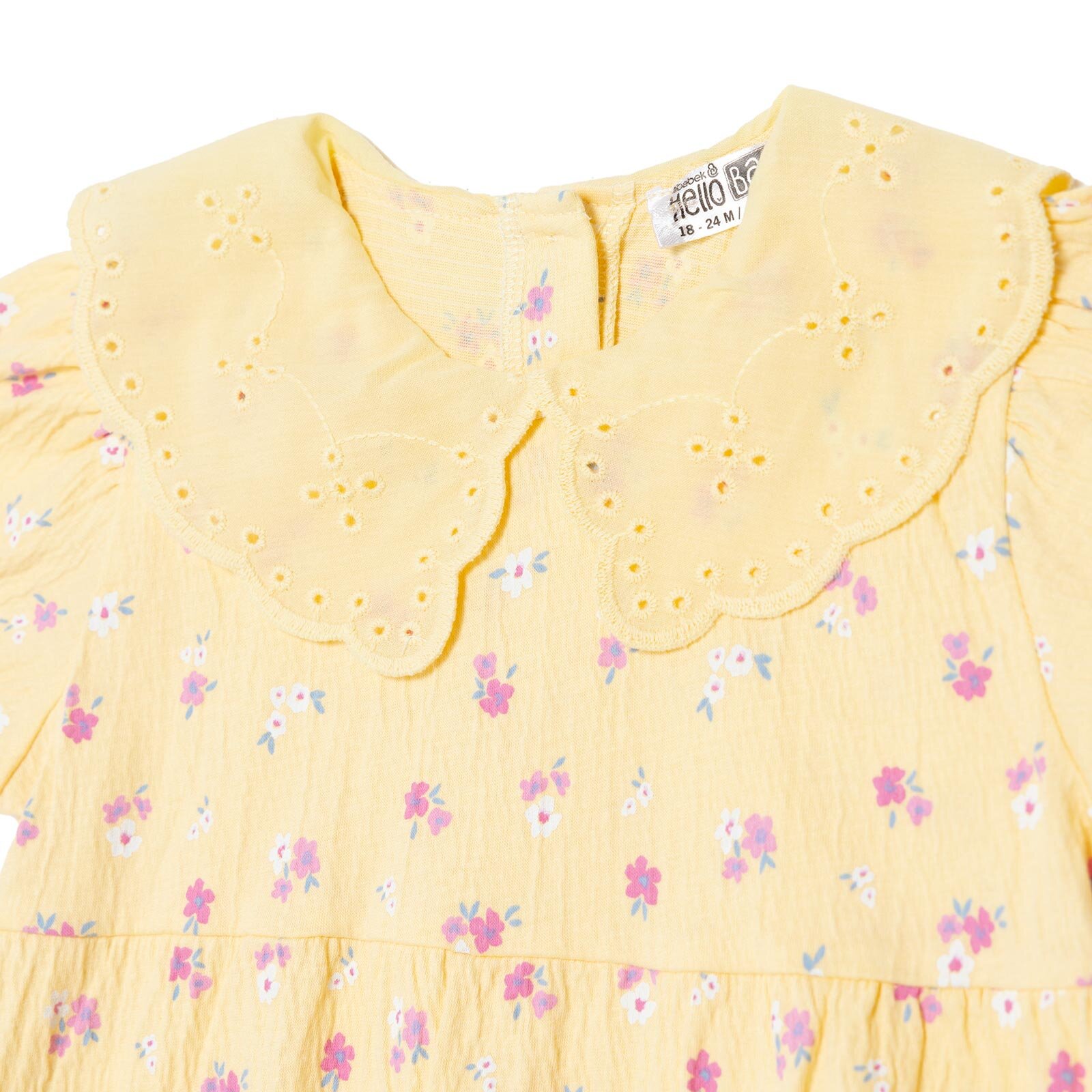 Kız Bebek Ditsy Flower Kısa Tulum Süprem Bebe Yaka Kısa Kol