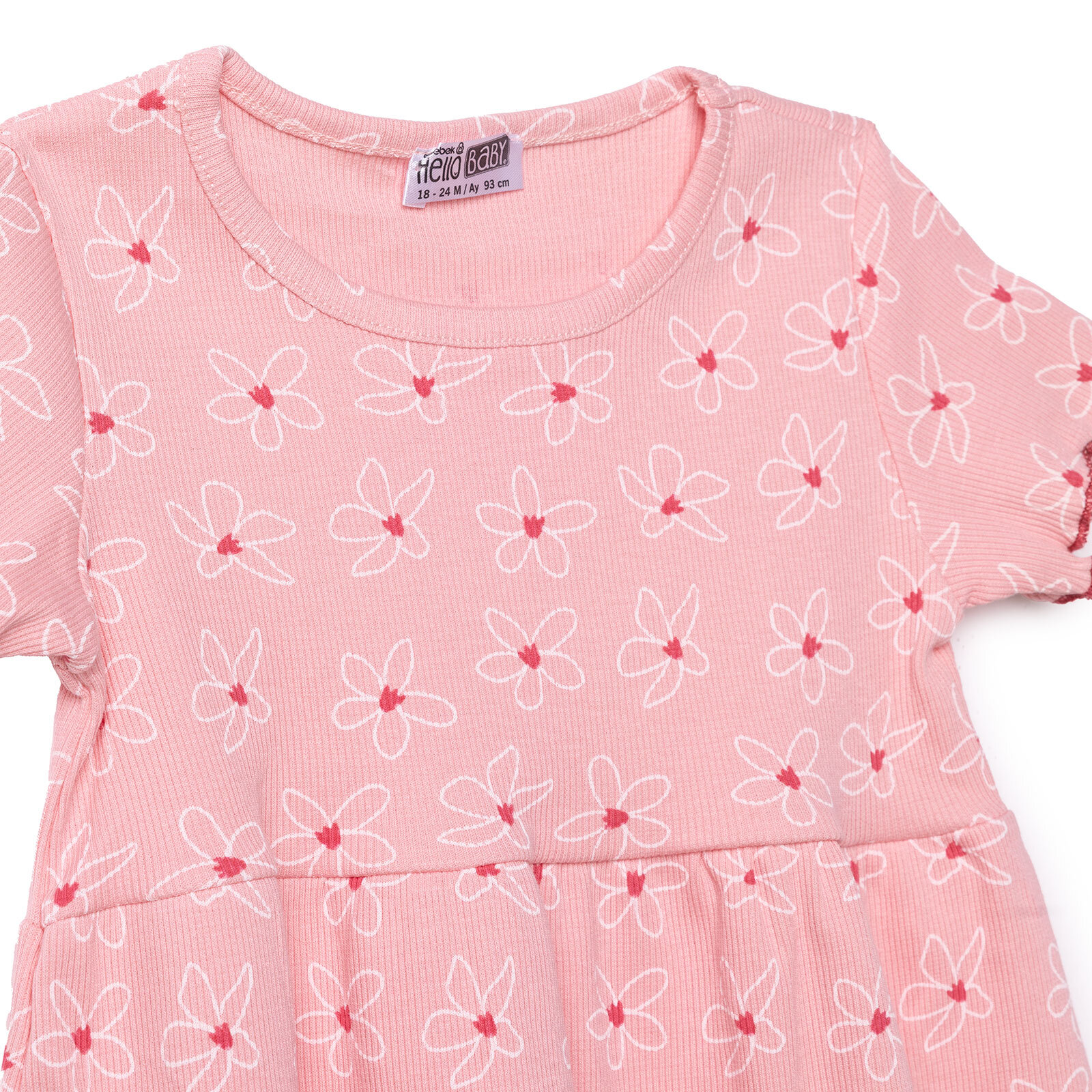 Kız Bebek Elbise Bisiklet Yaka Kısa Kol Kız Bebek Elbise Bisiklet Yaka Kısa Kol