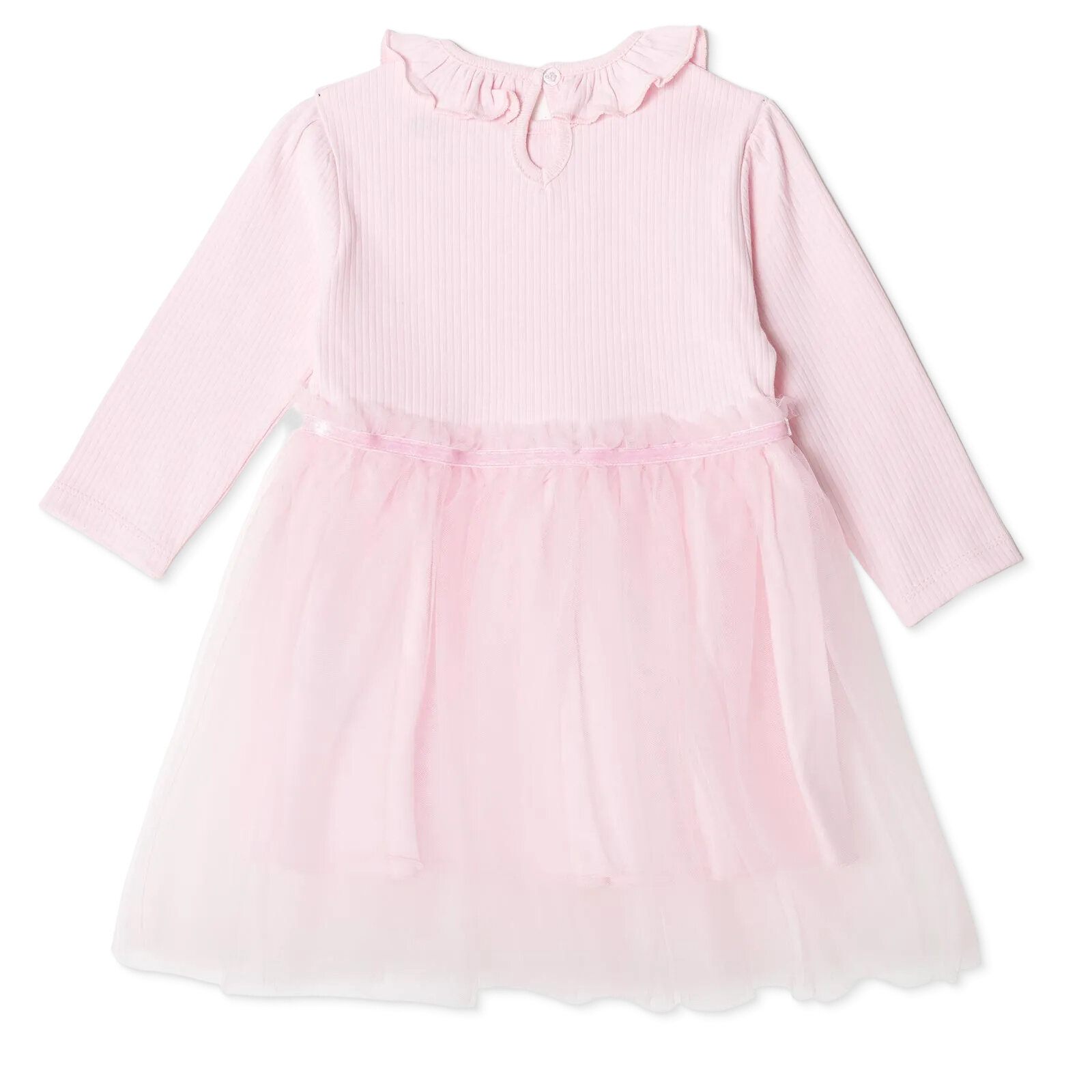 Kız Bebek Elbise Pamuk Bisiklet Yaka Uzun Kol