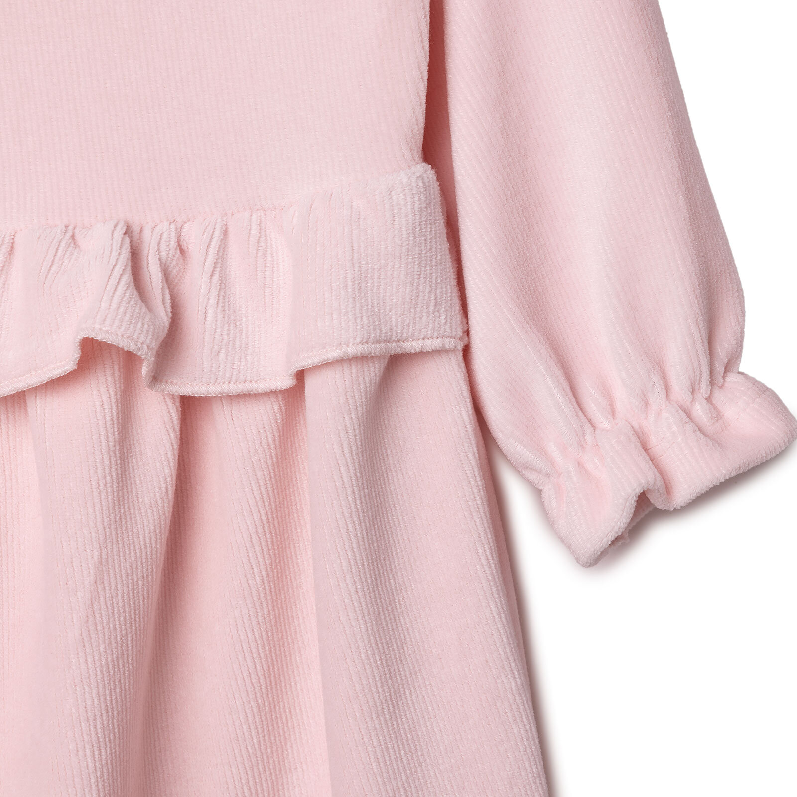 Kız Bebek Enjoy Bear Kadife Elbise Düğmeli Uzun Kol