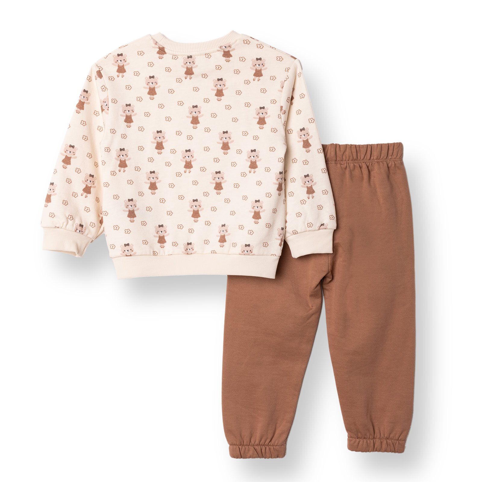 Kız Bebek Eşofman Takımı Enjoy Bear İki İplik Uzun Kol Lastikli Paça