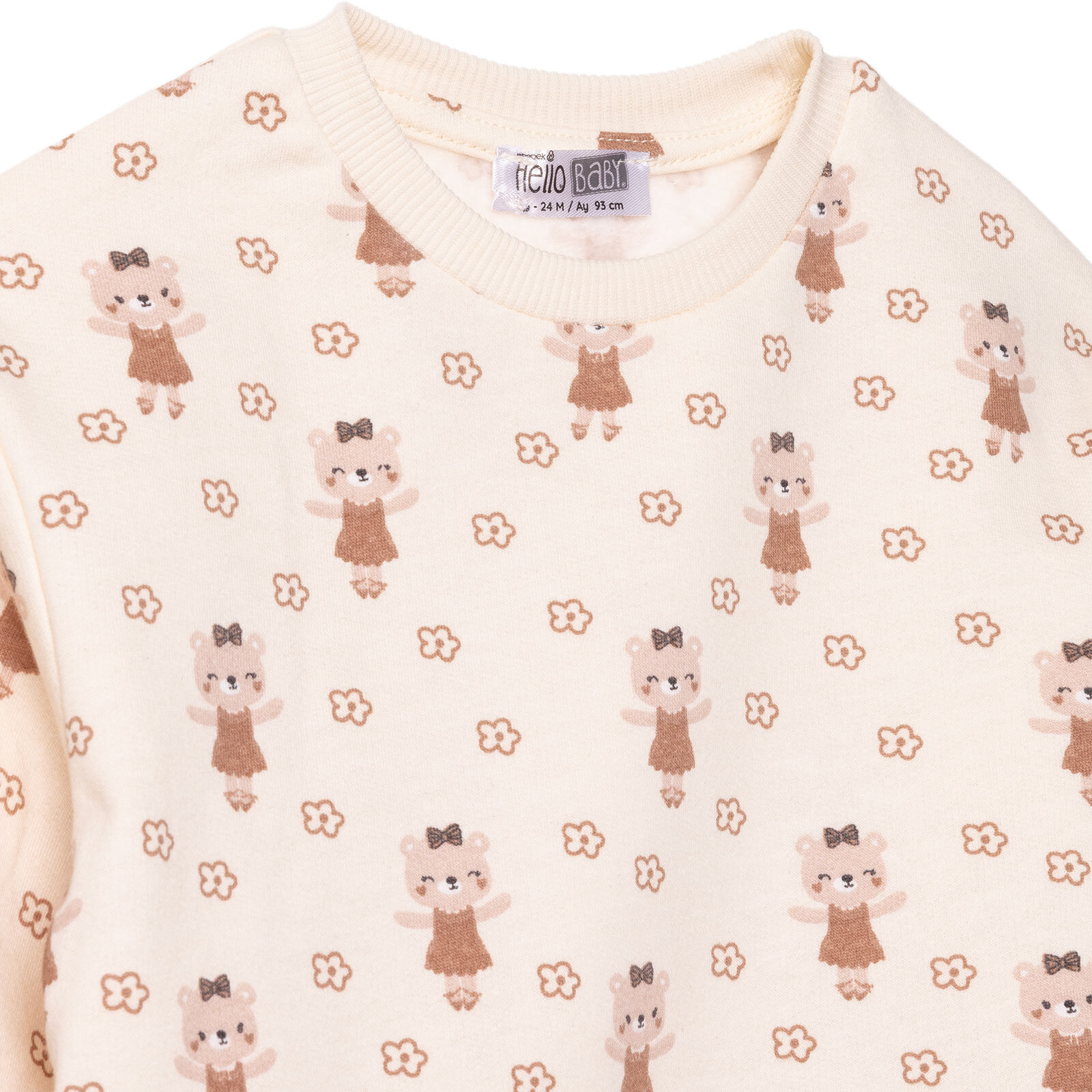 Kız Bebek Eşofman Takımı Enjoy Bear İki İplik Uzun Kol Lastikli Paça