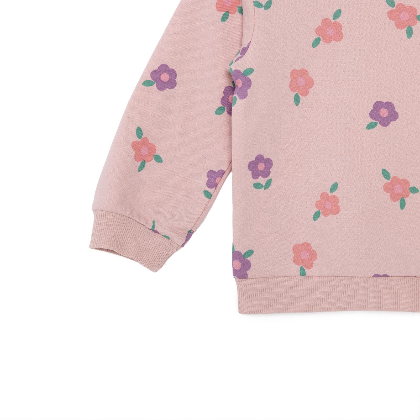 Kız Bebek Eşofman Takımı İki İplik Bisiklet Yaka Uzun Kol Lastikli Paça