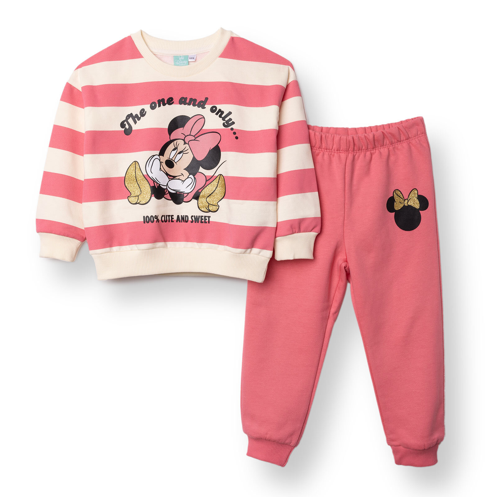 Kız Bebek Eşofman Takımı İki İplik Bisiklet Yaka Uzun Kol Ribanalı Paça