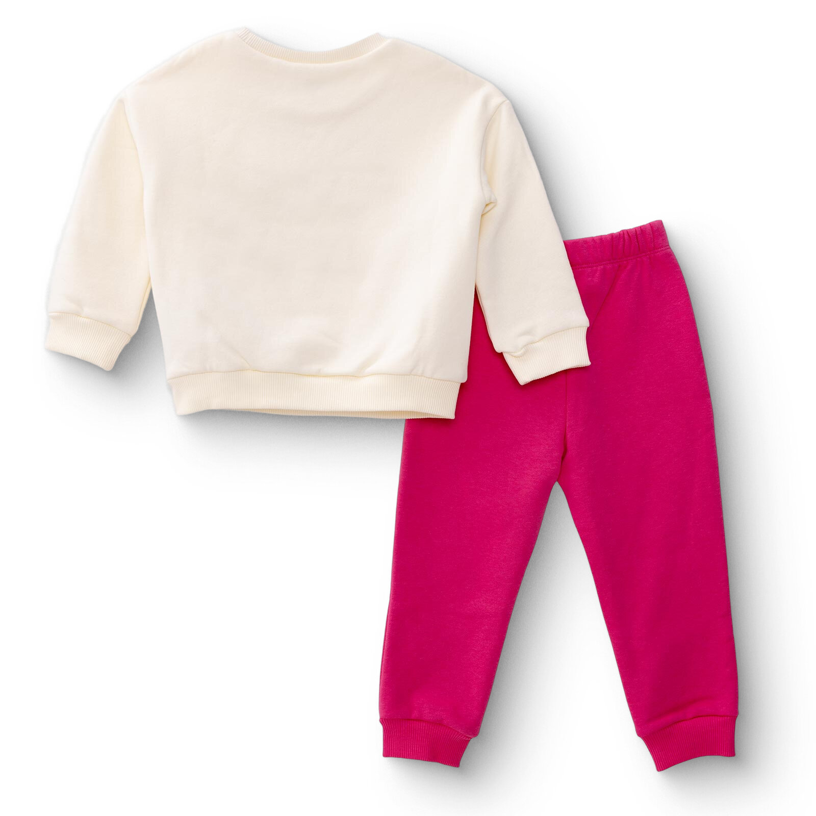 Kız Bebek Eşofman Takımı Üç İplik Bisiklet Yaka Uzun Kol Ribanalı Paça