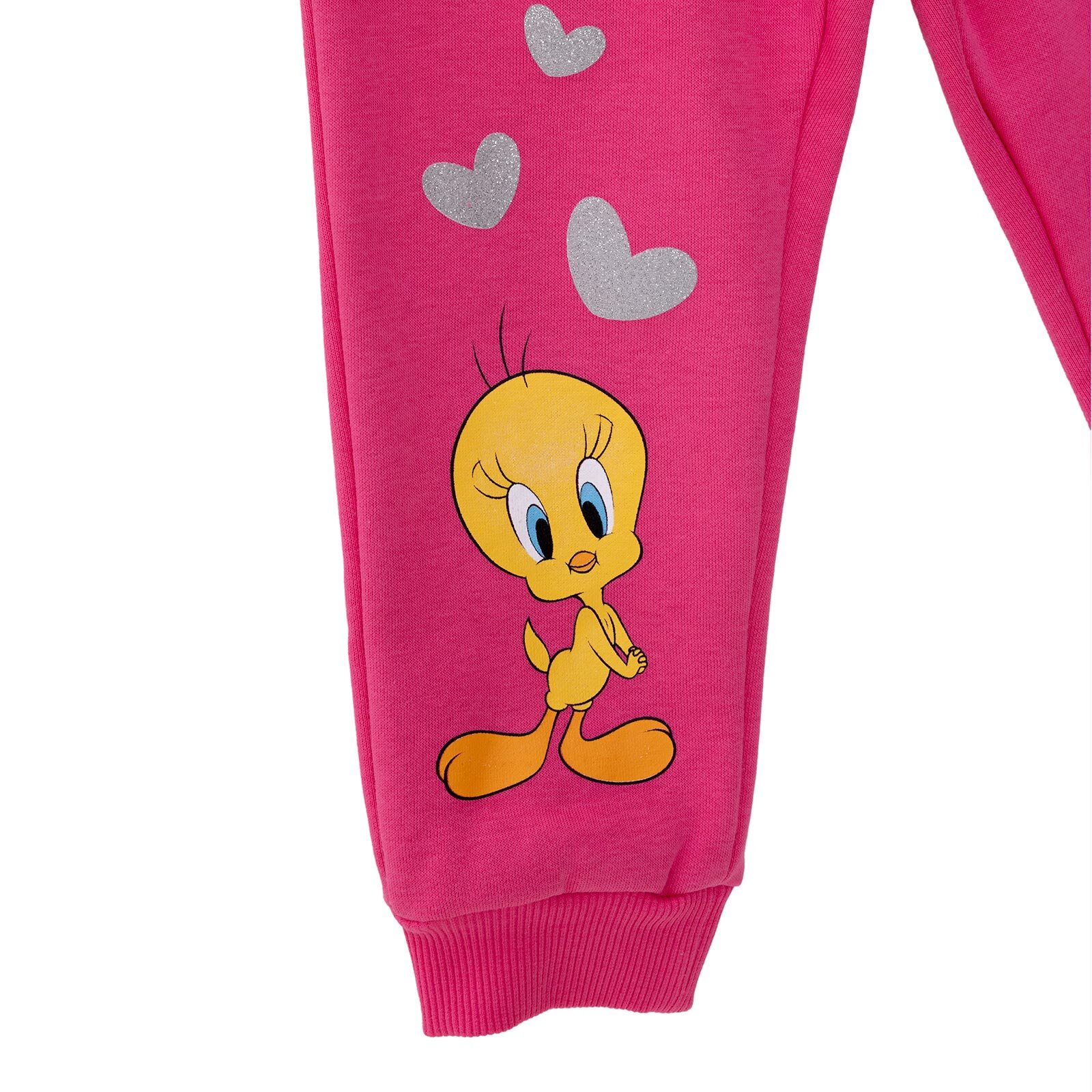 Kız Bebek Eşofman Takımı Üç İplik Bisiklet Yaka Uzun Kol Ribanalı Paça