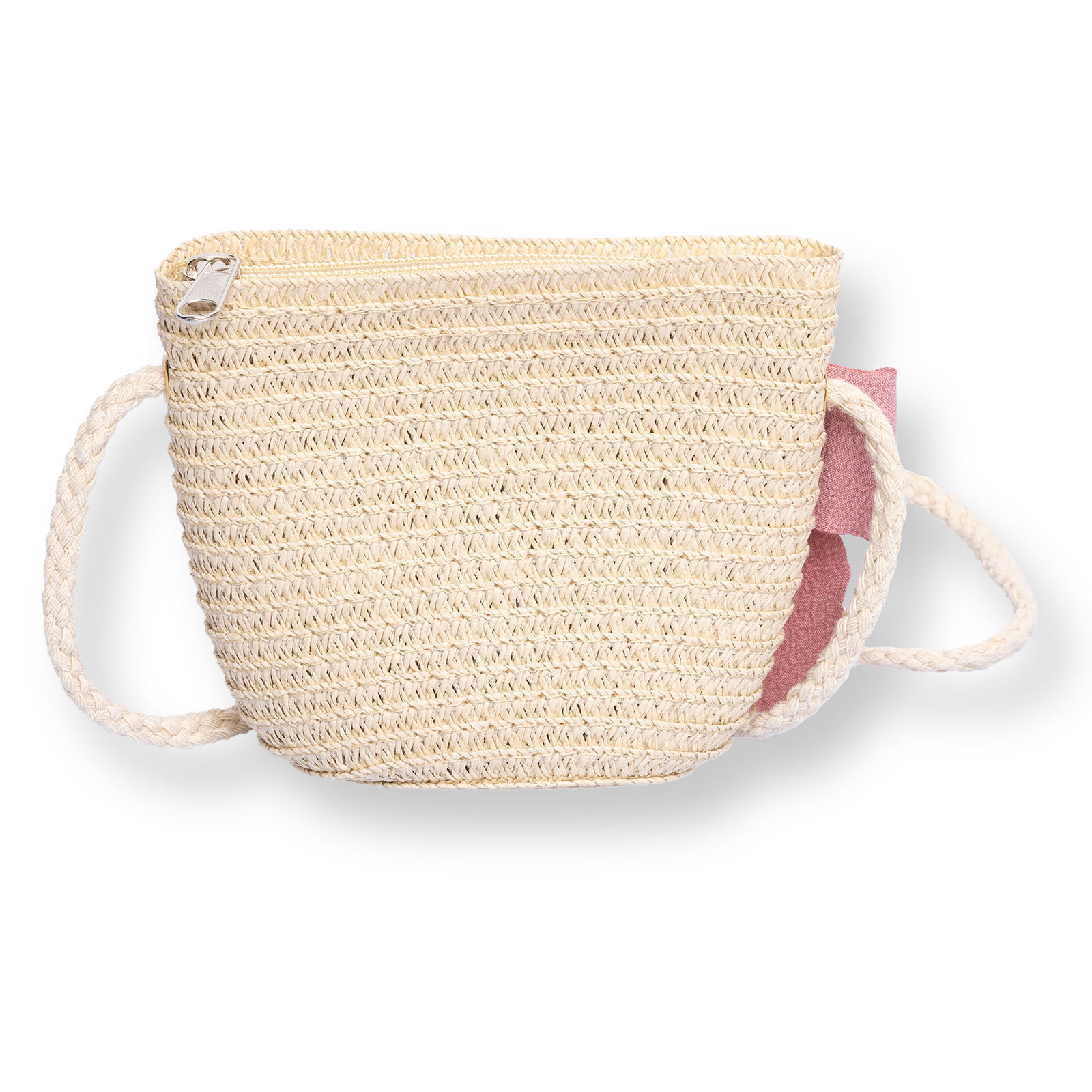 Kız Bebek Fiyonk Hasır Çocuk Çantası Fermuarlı