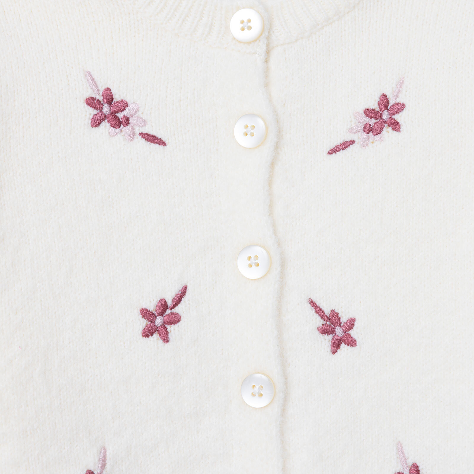 Kız Bebek Floral Teddy Bear Triko Hırka Fırfırlı Yaka Uzun Kol