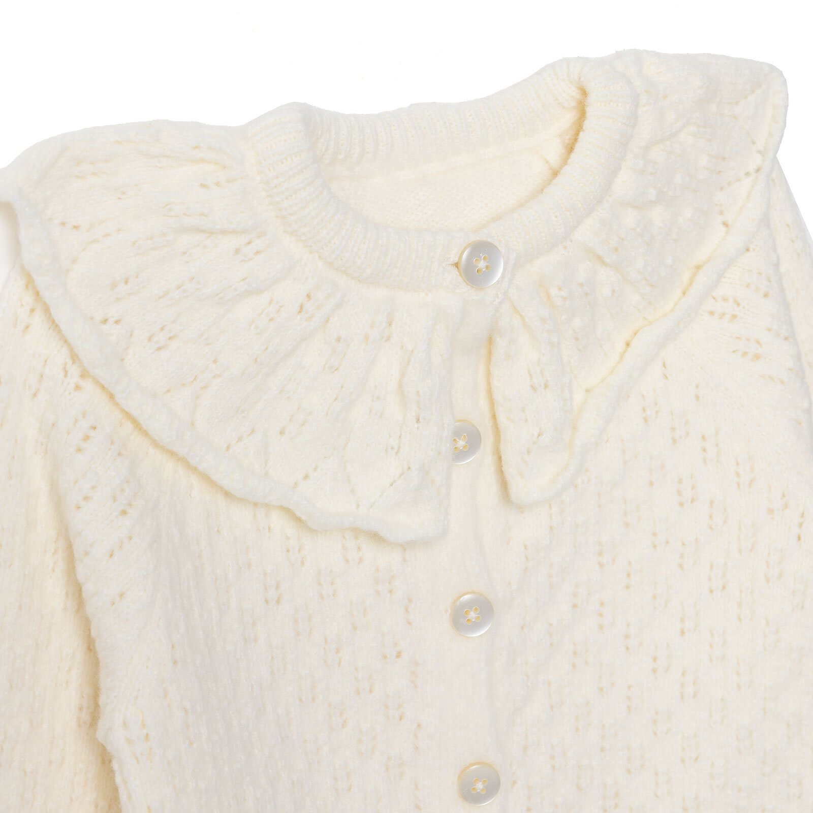 Kız Bebek Floral Teddy Bear Triko Hırka V Yaka Uzun Kol