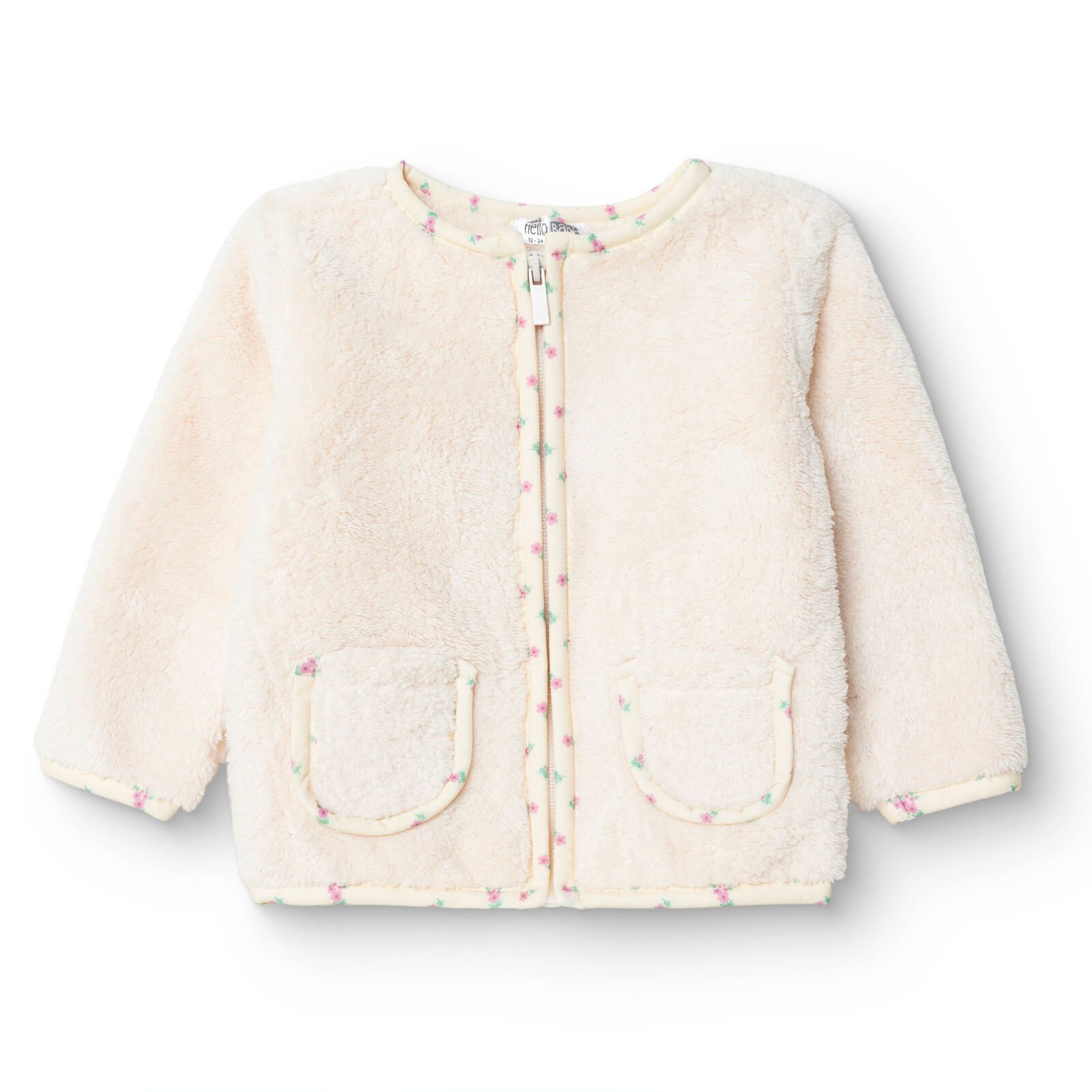 Kız Bebek Floral Teddy Bear Welsoft Hırka Bisiklet Yaka Uzun Kol