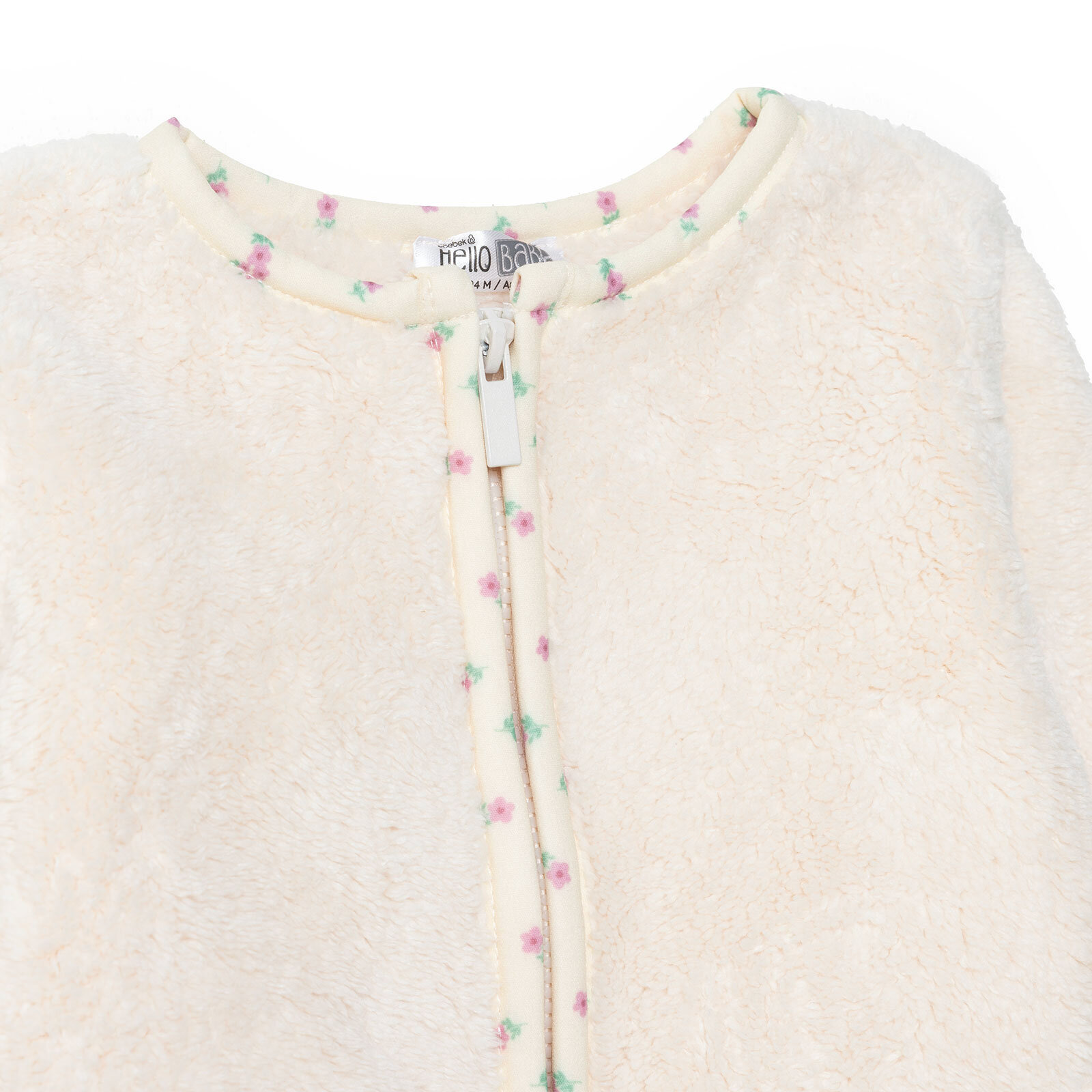 Kız Bebek Floral Teddy Bear Welsoft Hırka Bisiklet Yaka Uzun Kol